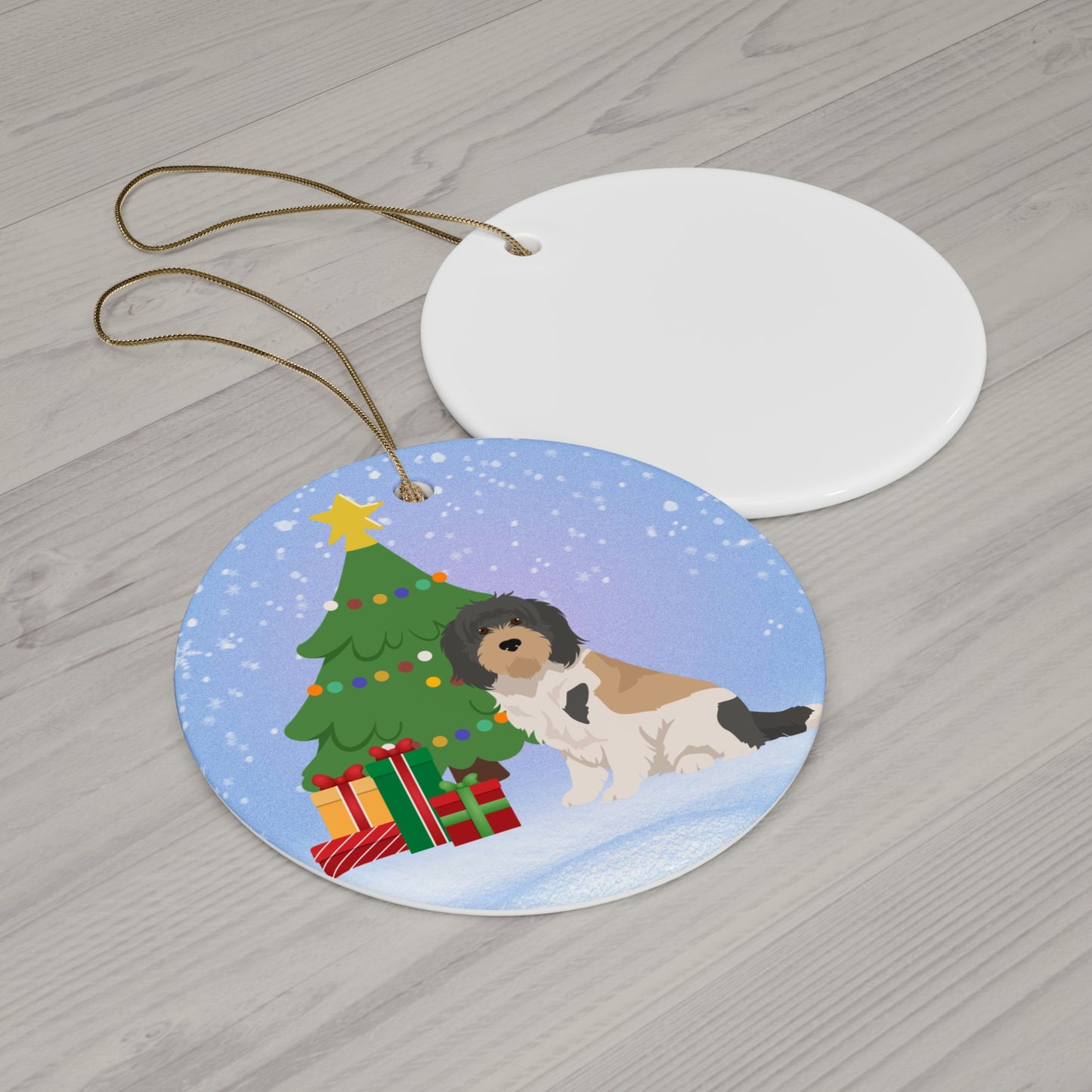 Grand Bassett Griffon Vendeen Dog Christmas Ceramic Ornament