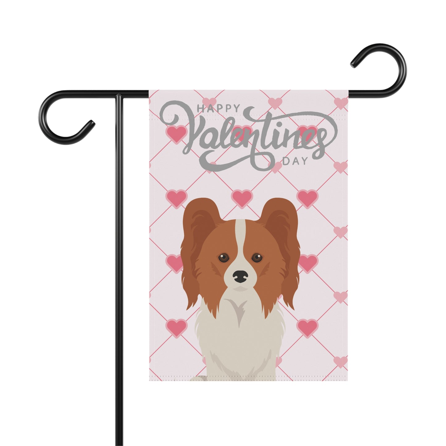 Papillon Dog Valentines Day Garden Flag