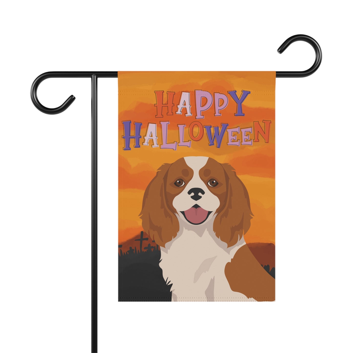 Cavalier King Charles Spaniel Dog Halloween Garden Flag