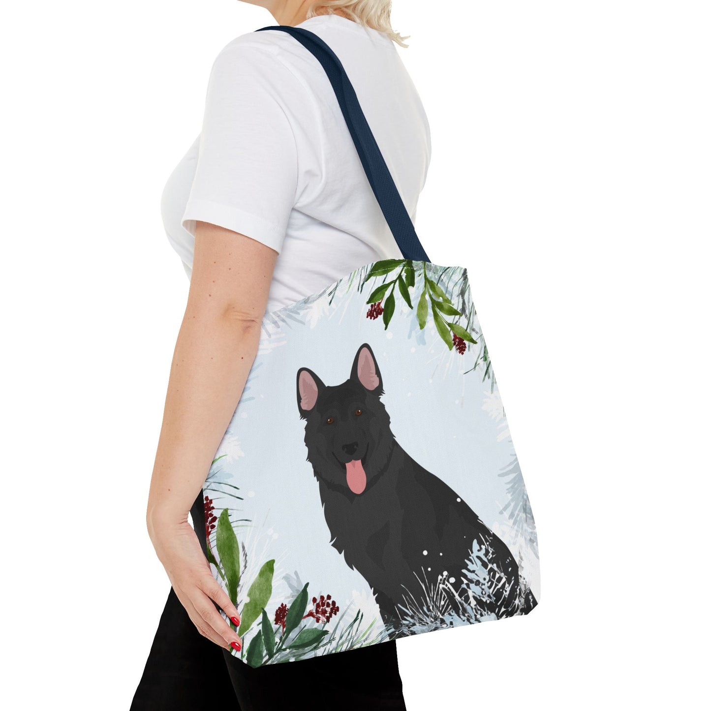 German Shepherd Dog Christmas Holiday Tote Bag 16x16