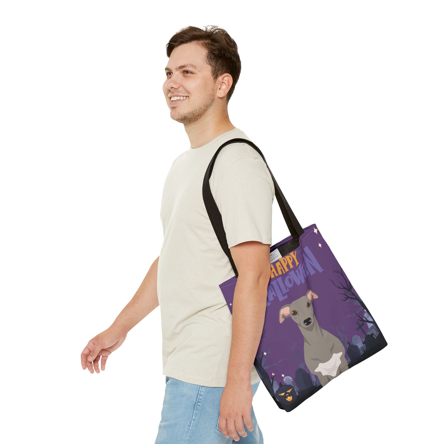 Whippet Dog Happy Halloween Tote Bag 16x16
