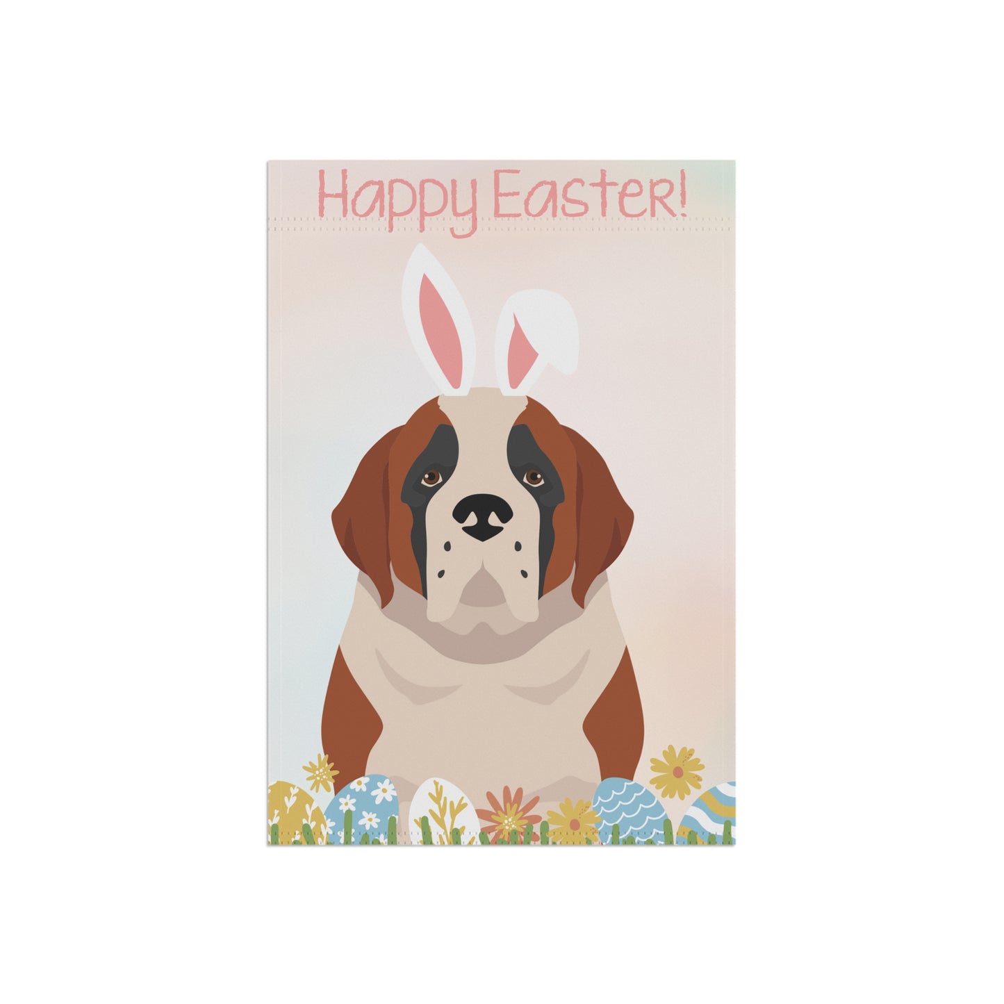 St Bernard Dog Happy Easter Garden Flag