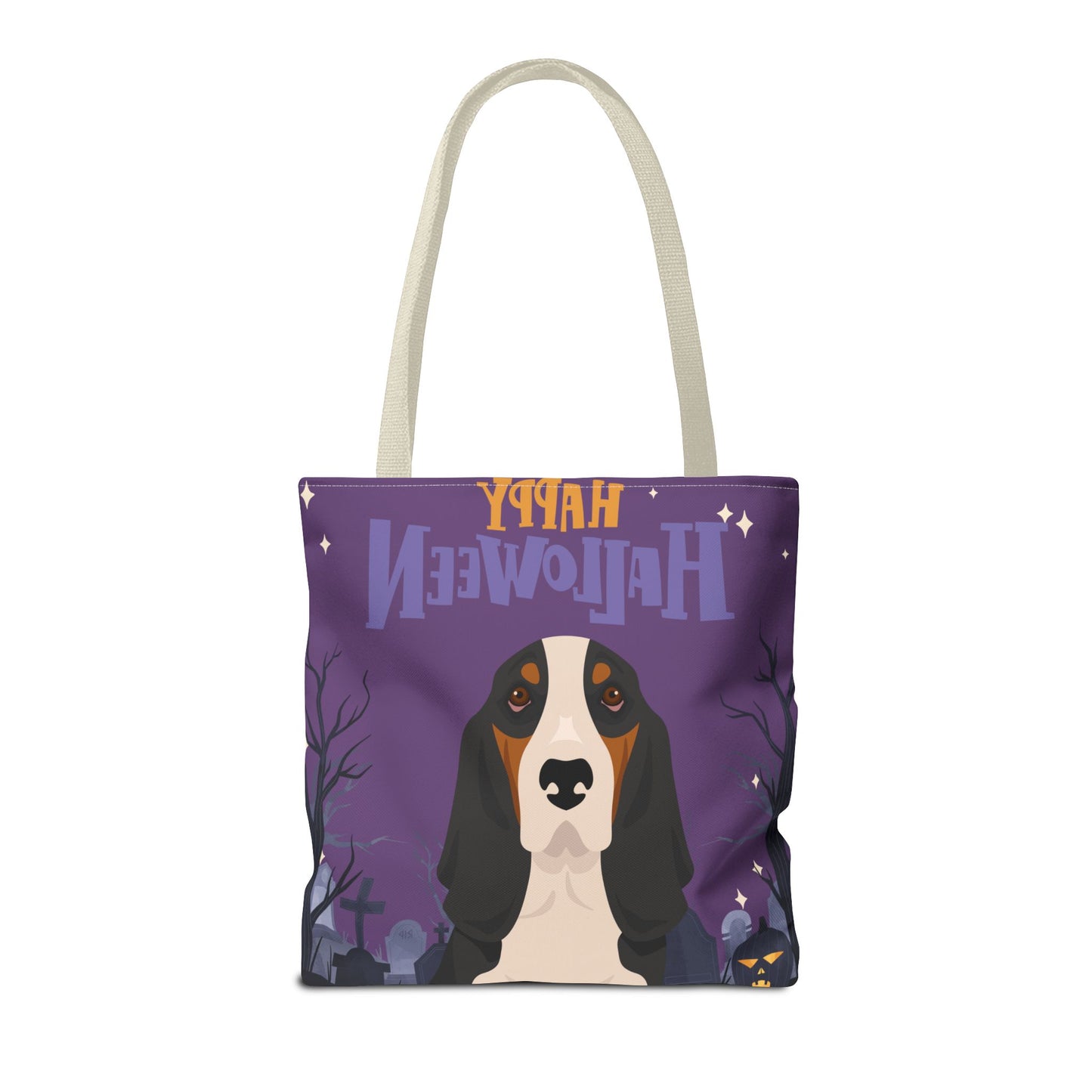 Basset Hound Dog Happy Halloween Tote Bag 16x16