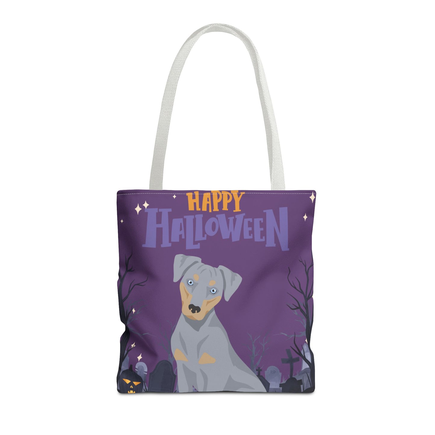 Blue Lacy Dog Happy Halloween Tote Bag 16x16
