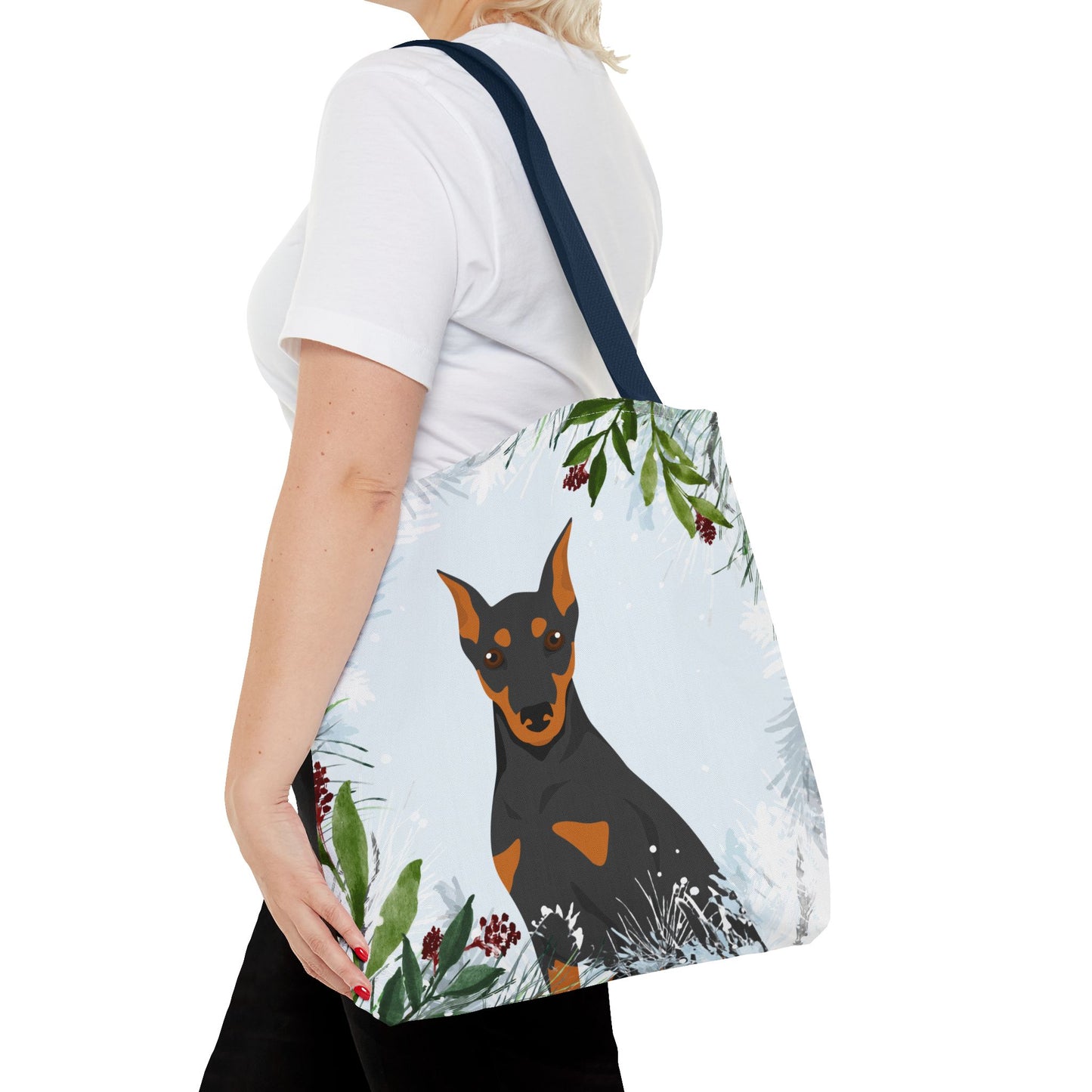 German Pinscher Dog Christmas Holiday Tote Bag 16x16