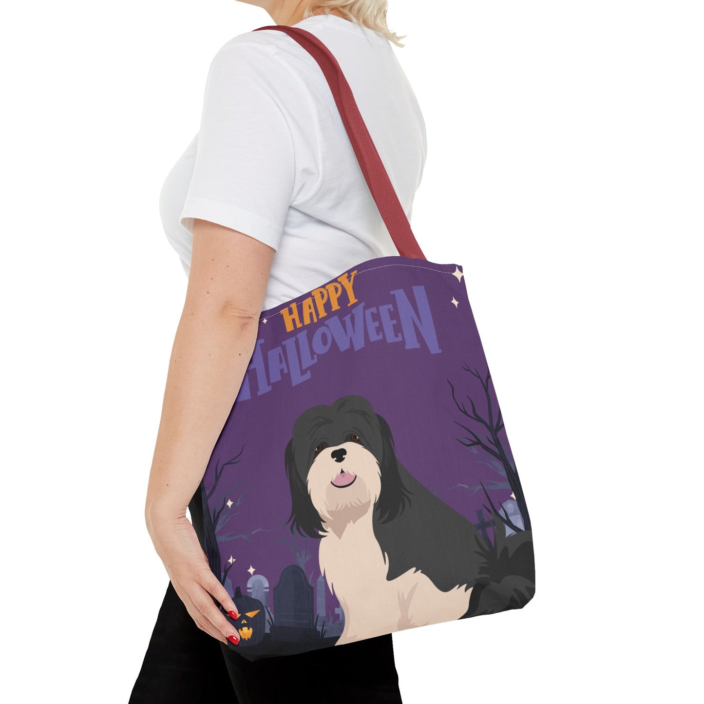 Lhasa Apso Dog Happy Halloween Tote Bag 16x16