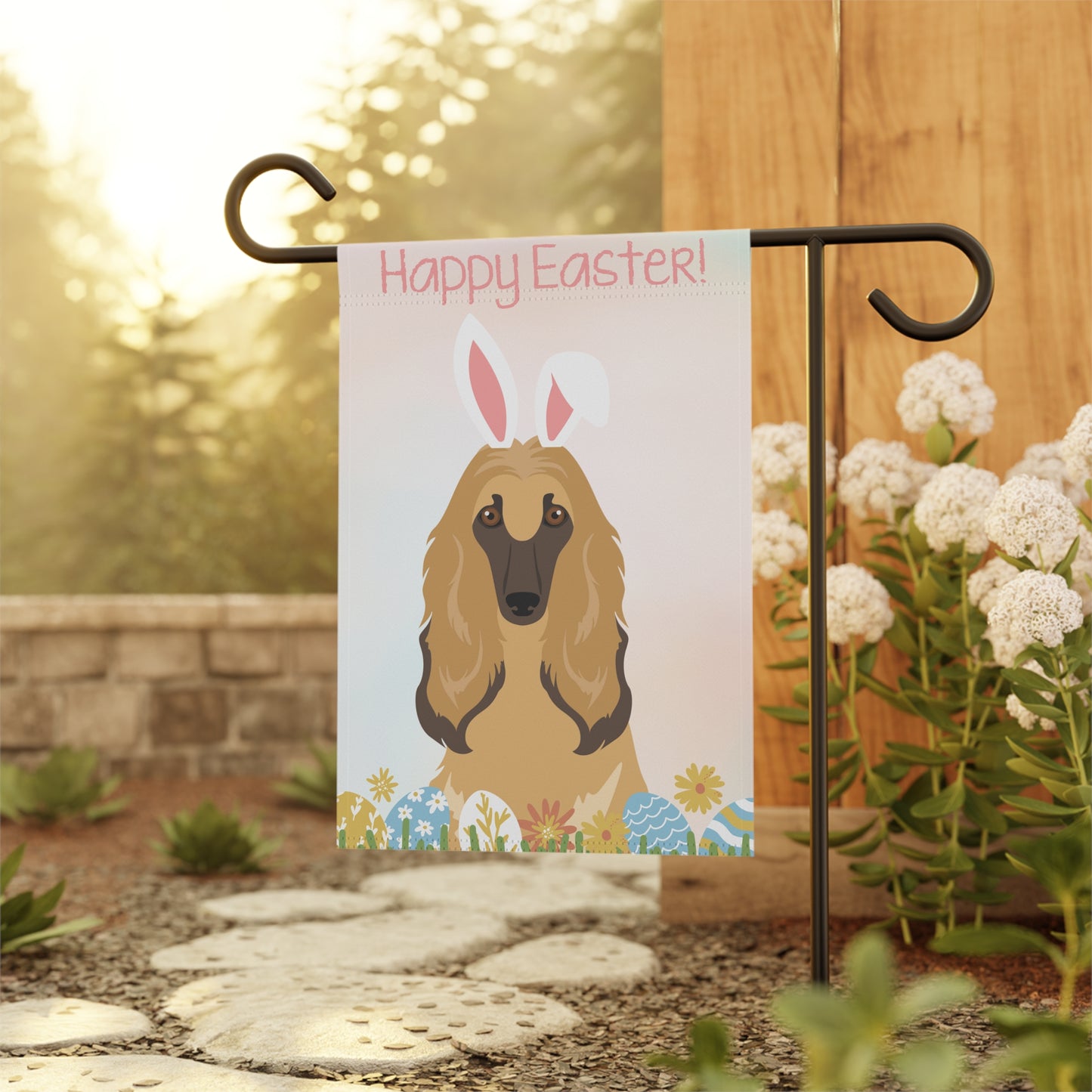 Afghan Hound Dog Happy Easter Garden Flag