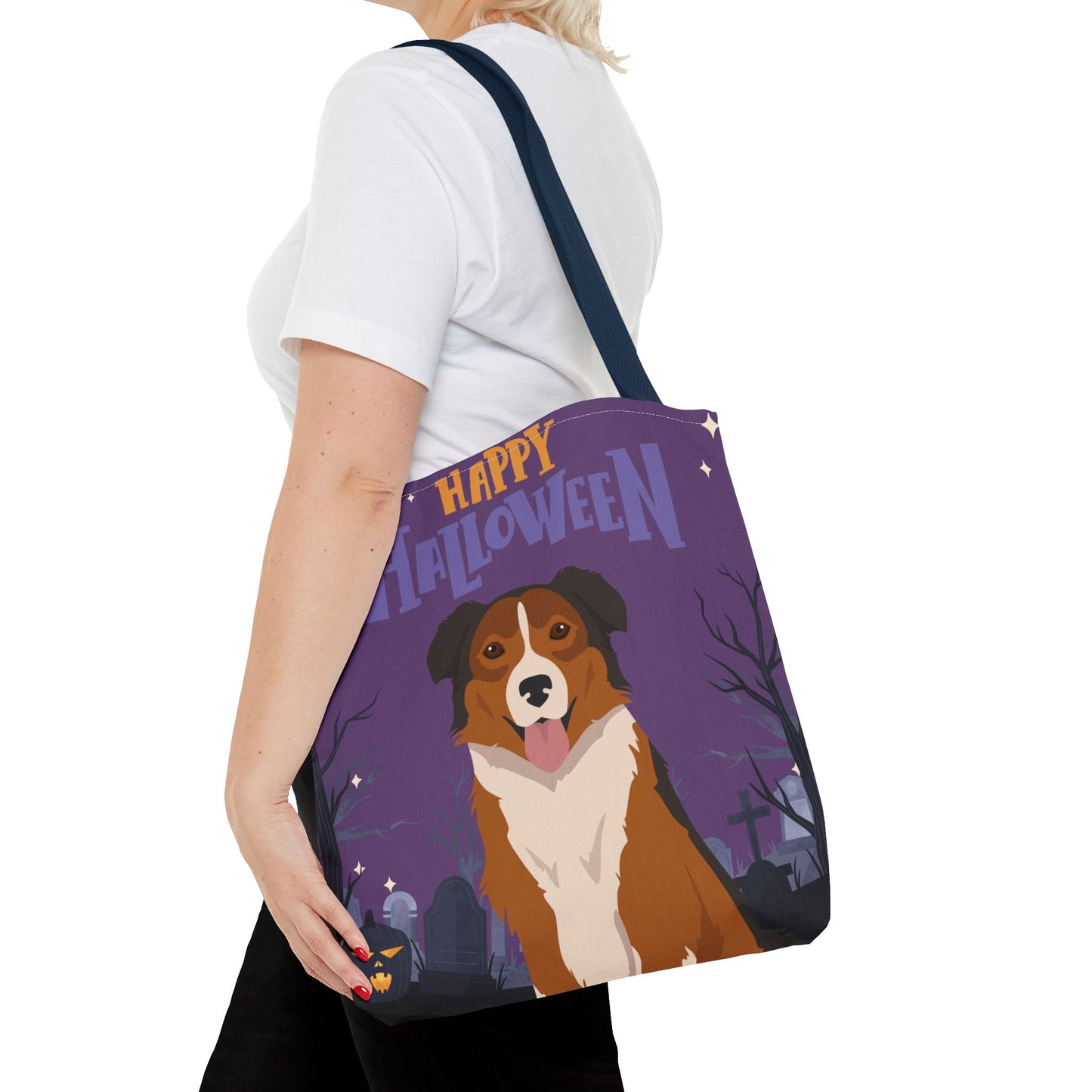 English Shepherd Dog Happy Halloween Tote Bag 16x16