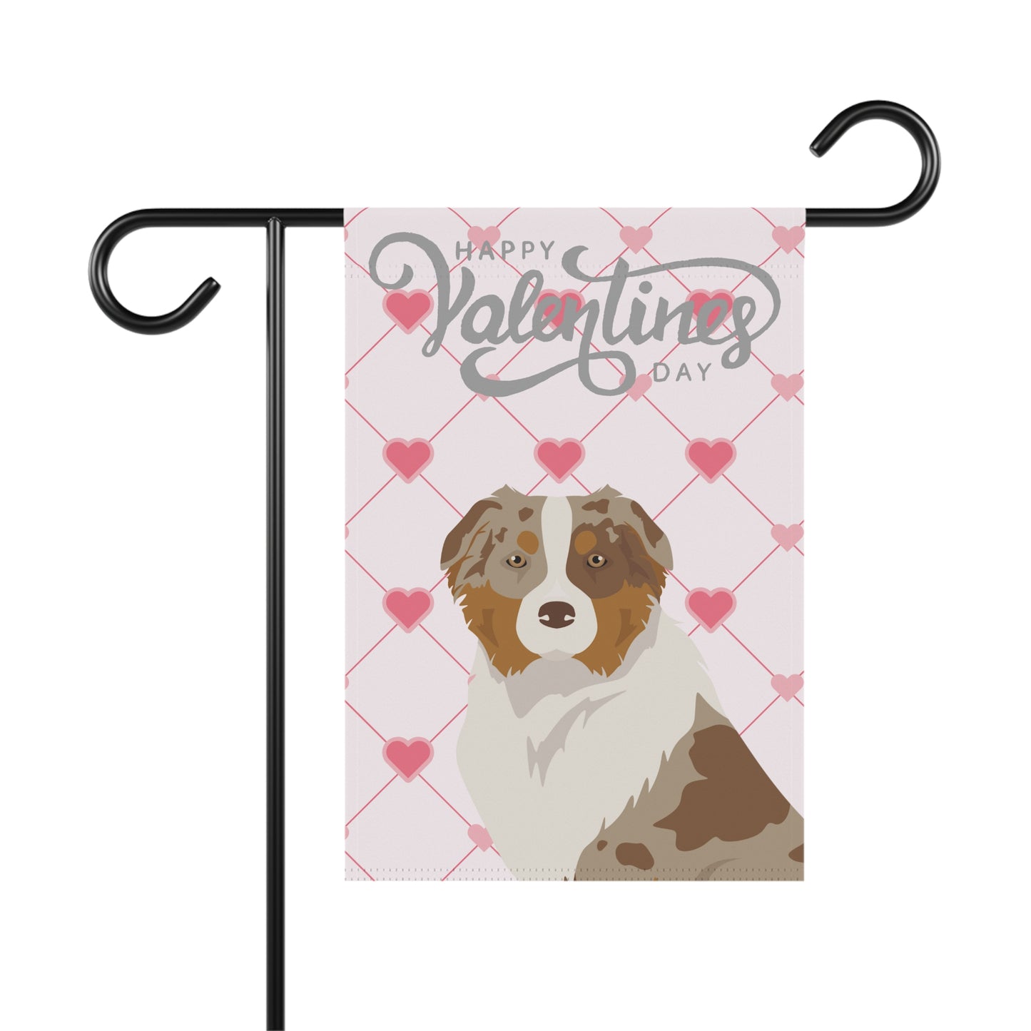 Australian Shepherd Dog Valentines Day Garden Flag