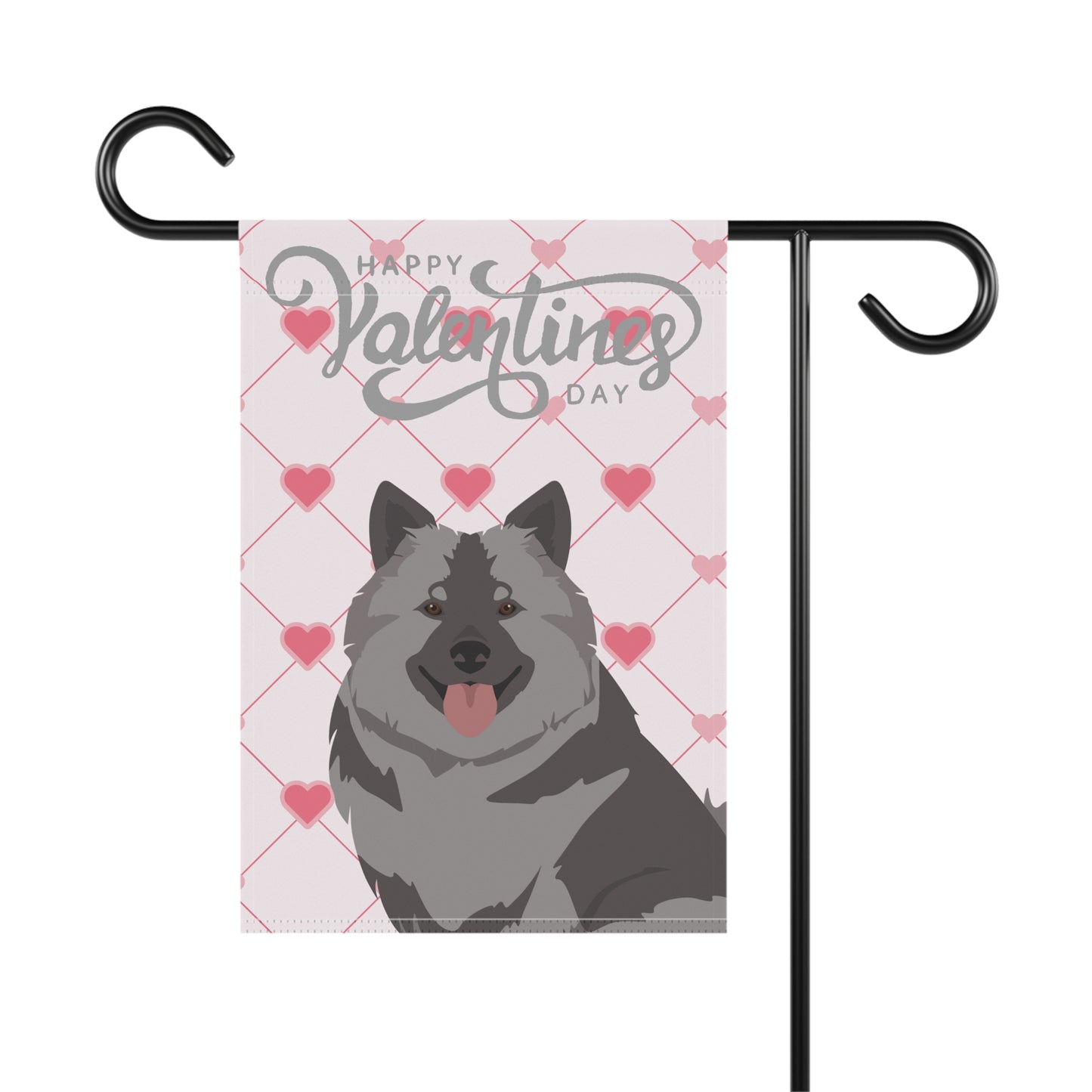 Keeshond Dog Valentines Day Garden Flag