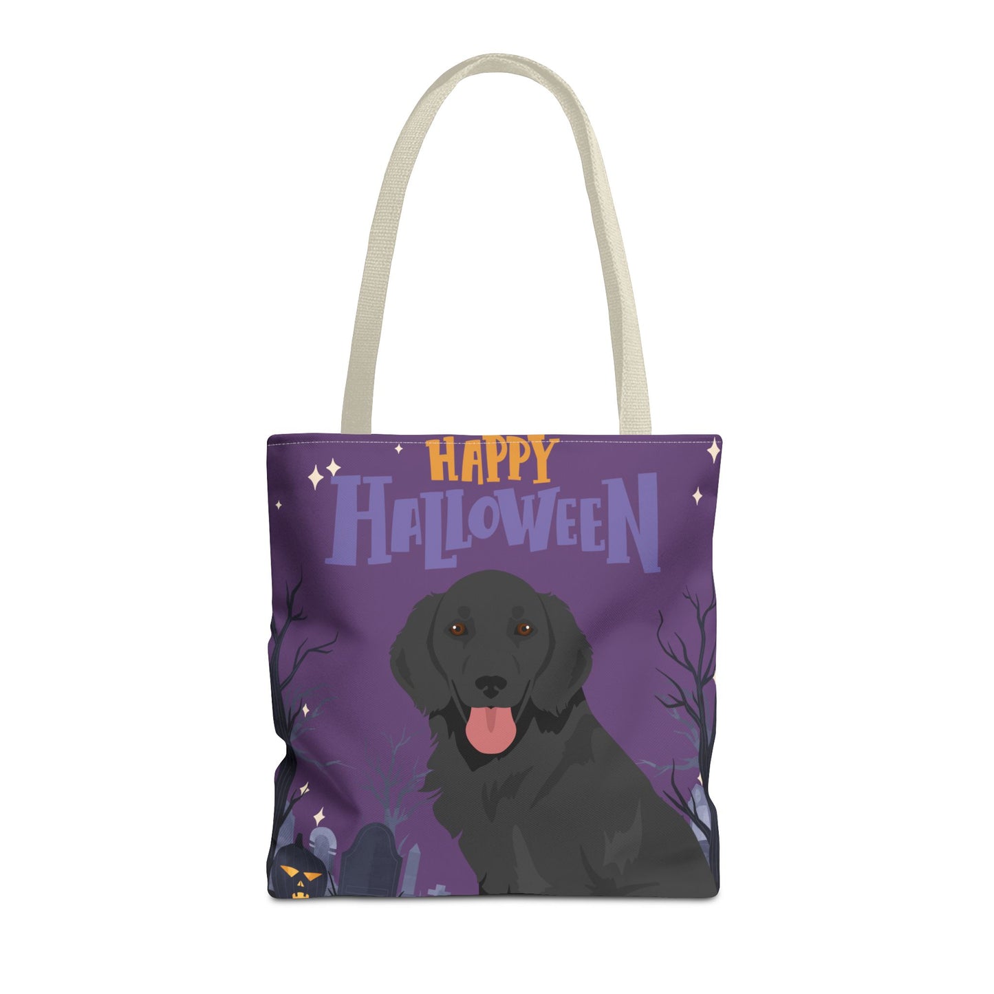Flat Coated Retriever Dog Happy Halloween Tote Bag 16x16