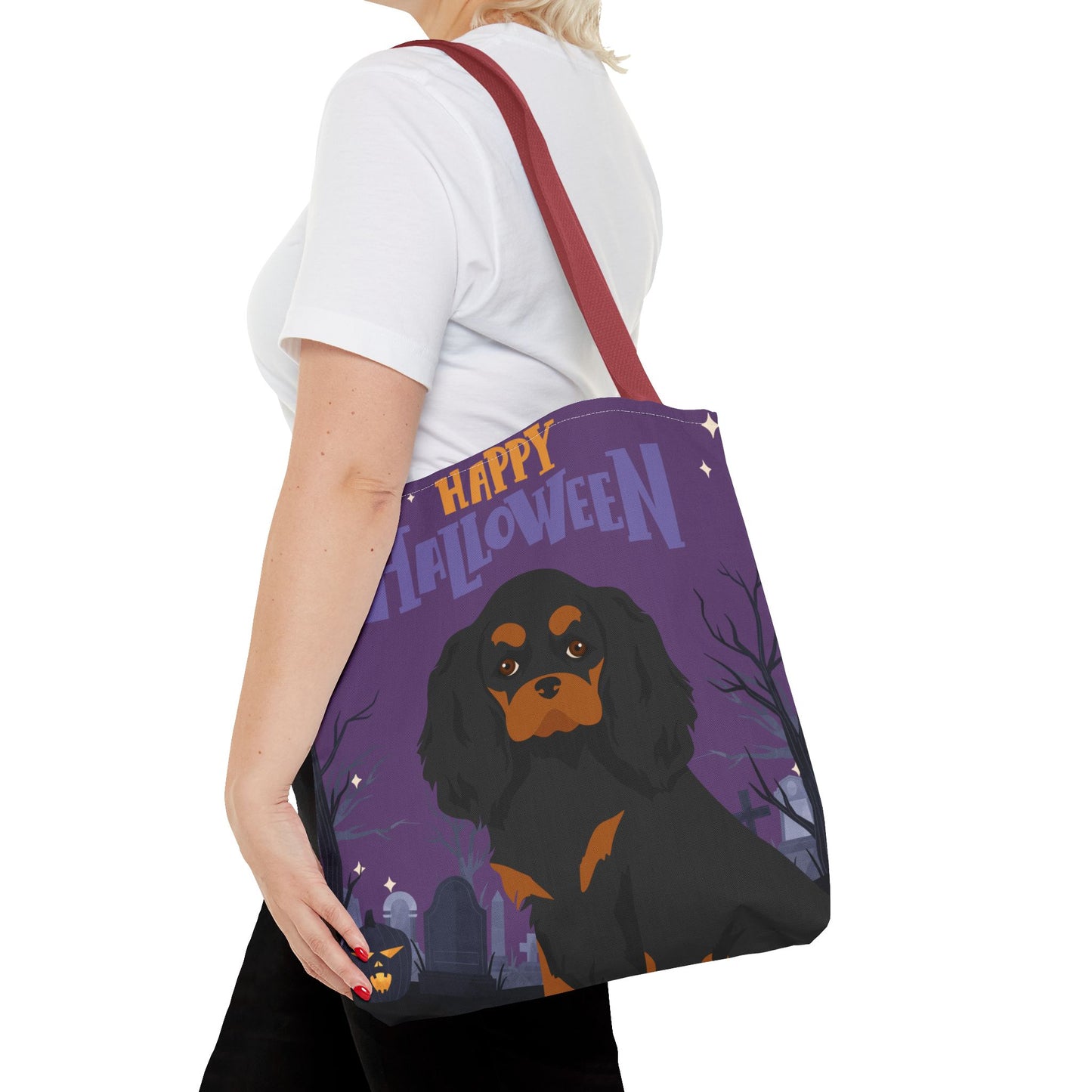Cavalier King Charlre Spaniel Dog Happy Halloween Tote Bag 16x16
