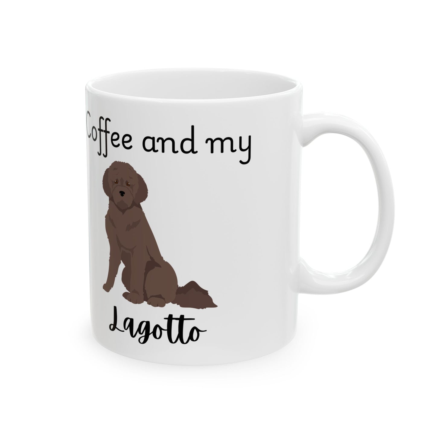 Coffee and My Lagotto Ceramic Mug | Dog Lover Gift, Pet Owner Cup, Cute Mug for Dog Moms, Funny Mug for Coffee Lovers
