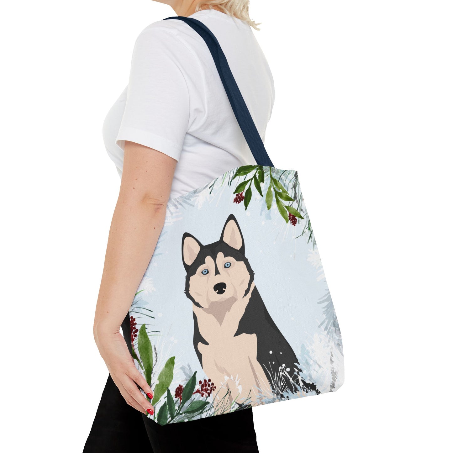 Alaskan Husky Dog Christmas Holiday Tote Bag 16x16
