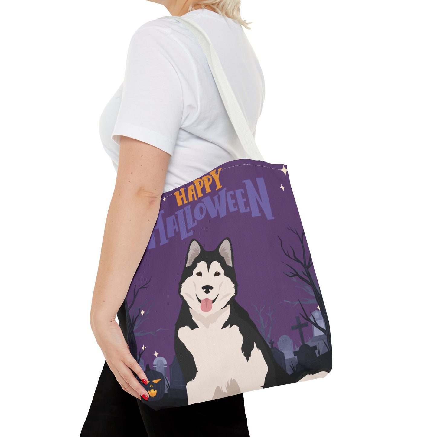 Alaskan Malamute Dog Happy Halloween Tote Bag 16x16