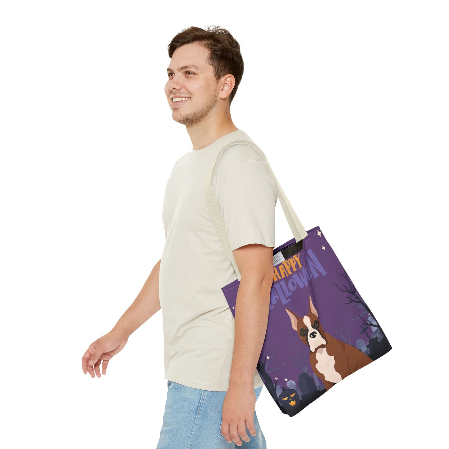Boxer Dog Happy Halloween Tote Bag 16x16