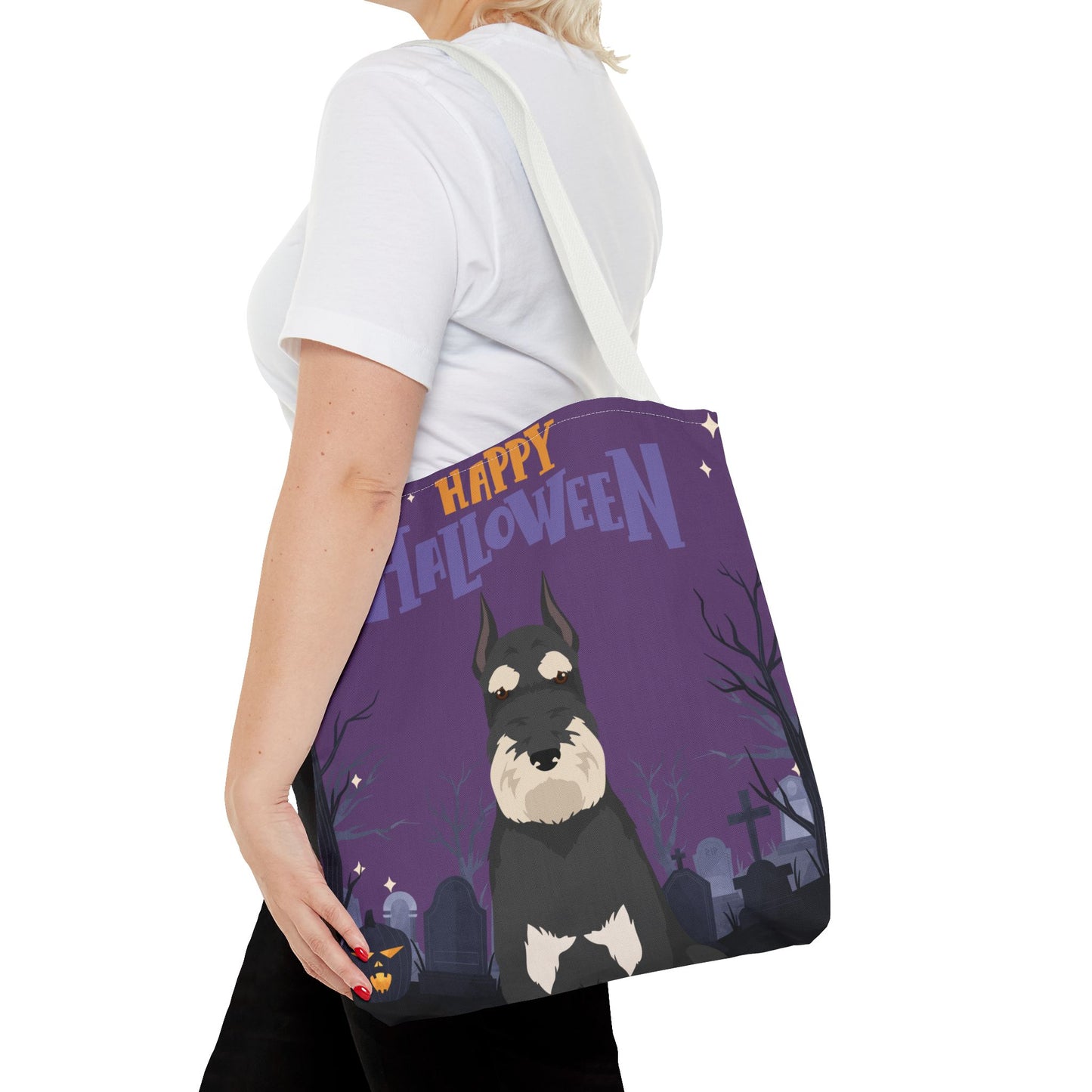 Schnauzer Dog Happy Halloween Tote Bag 16x16