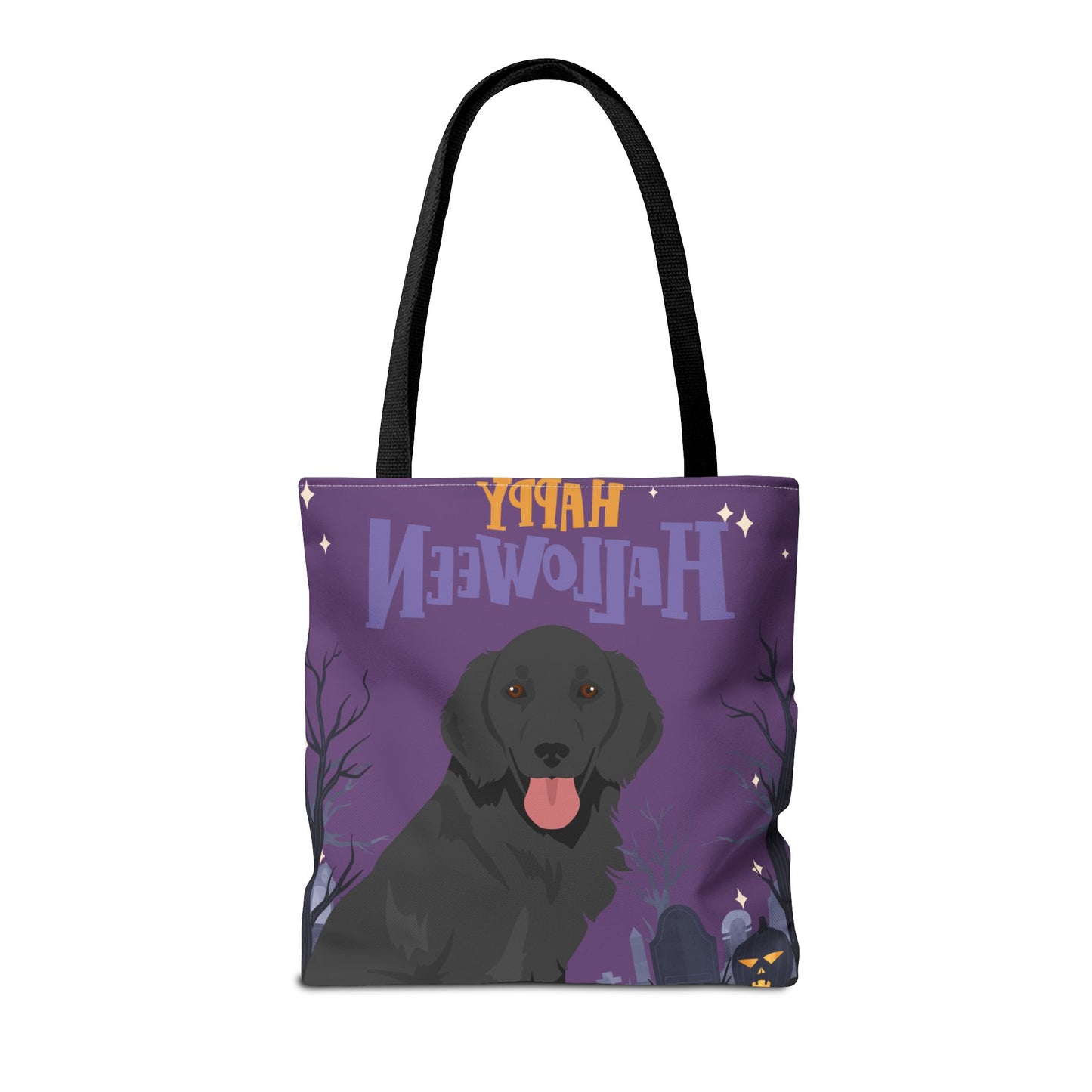 Flat Coated Retriever Dog Happy Halloween Tote Bag 16x16
