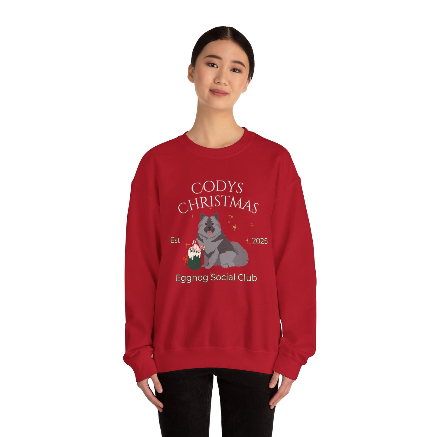 Keeshond Dog Christmas Social Club Unisex Heavy Blend Crewneck Sweatshirt Custom Name