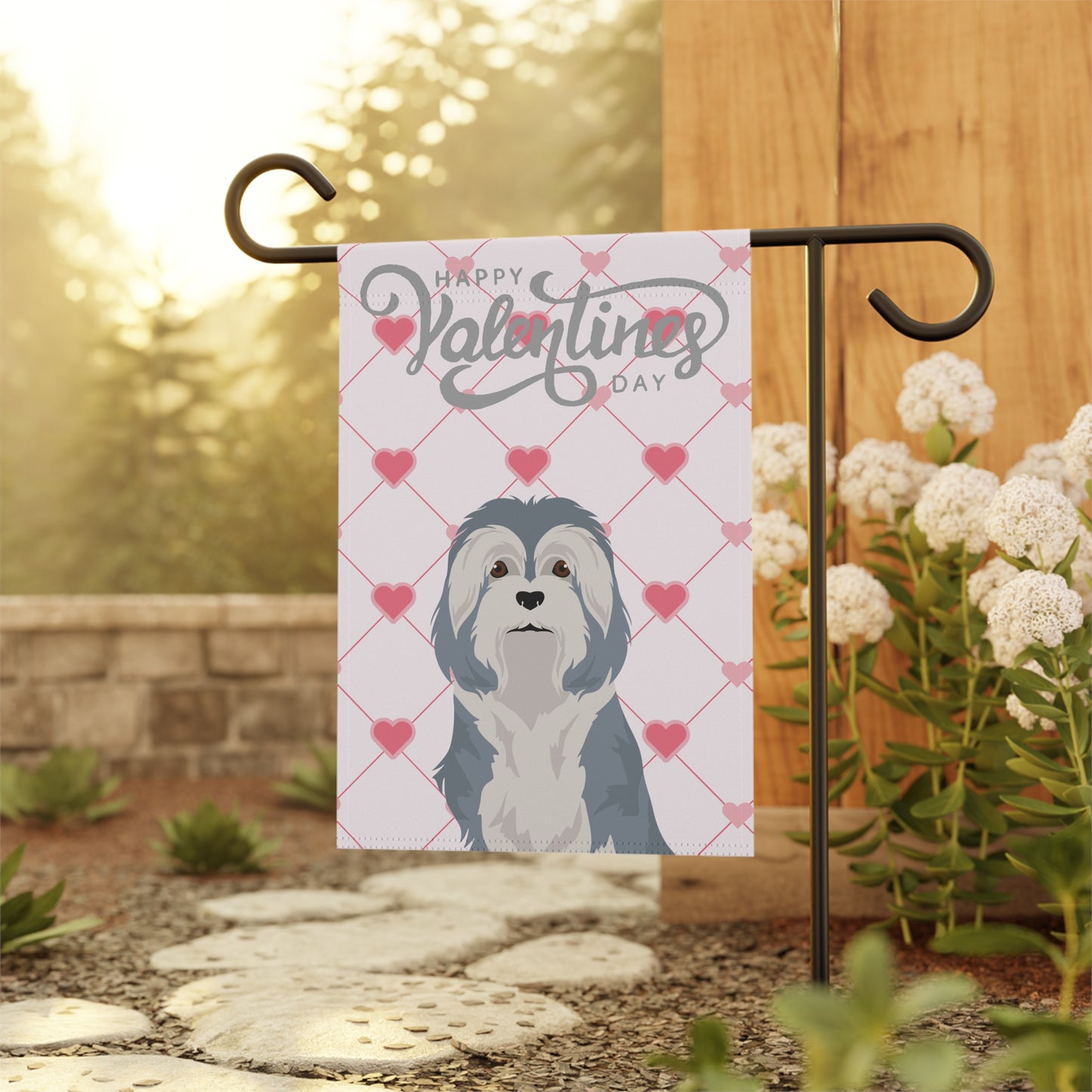 Lowchen Dog Valentines Day Garden Flag
