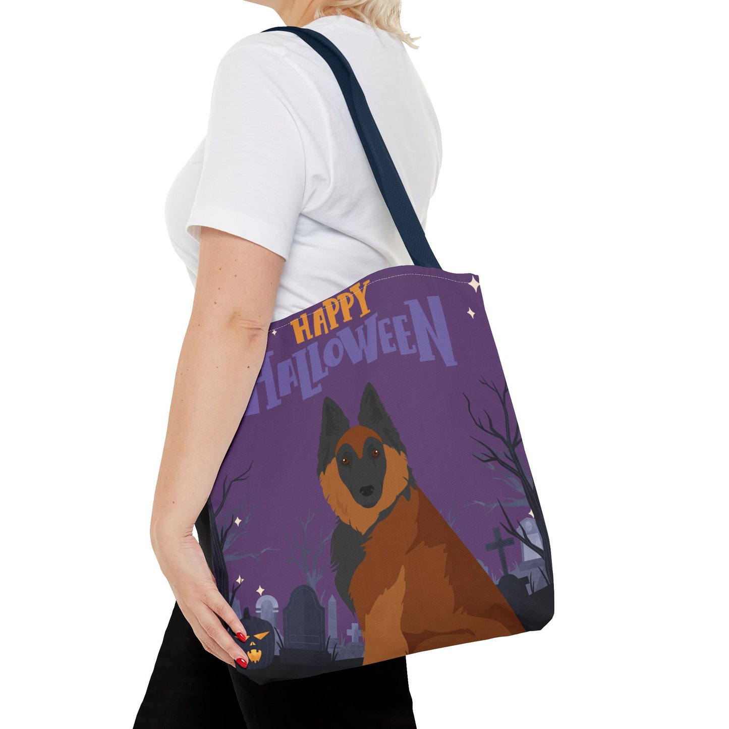 Belgain Tervuren Dog Happy Halloween Tote Bag 16x16