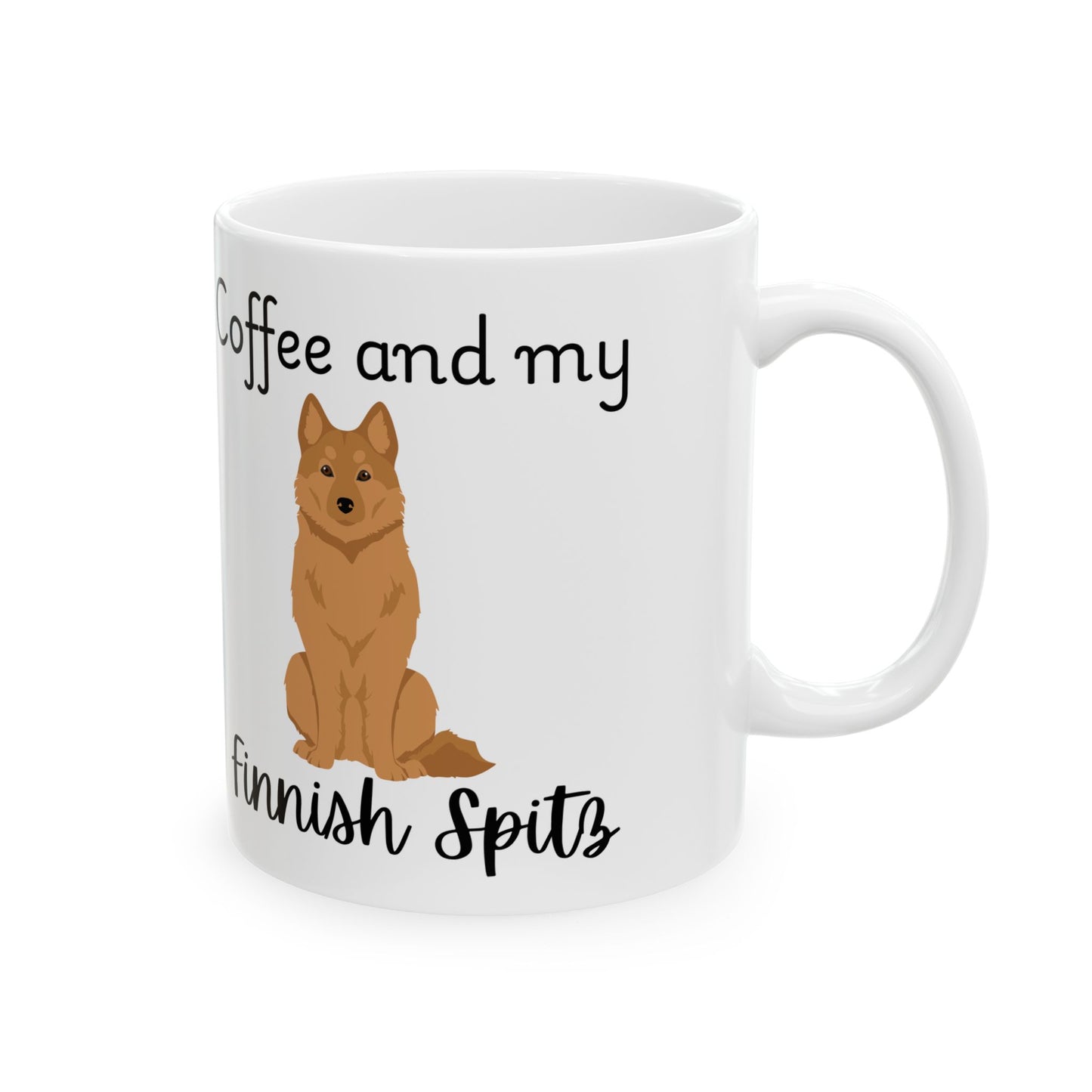 Coffee and My Finnish Spitz Ceramic Mug | Dog Lover Gift, Pet Owner Cup, Cute Mug for Dog Moms, Funny Mug for Coffee Lovers