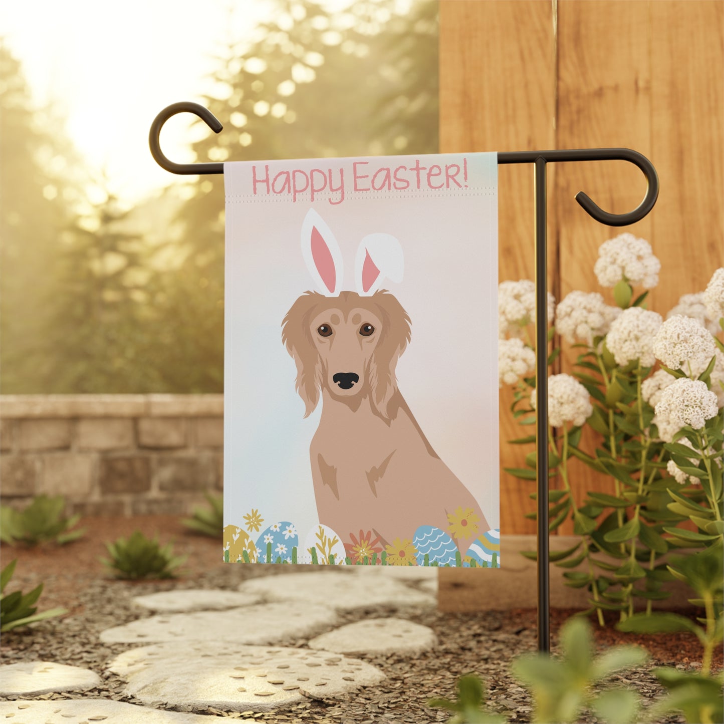 Saluki Dog Happy Easter Garden Flag