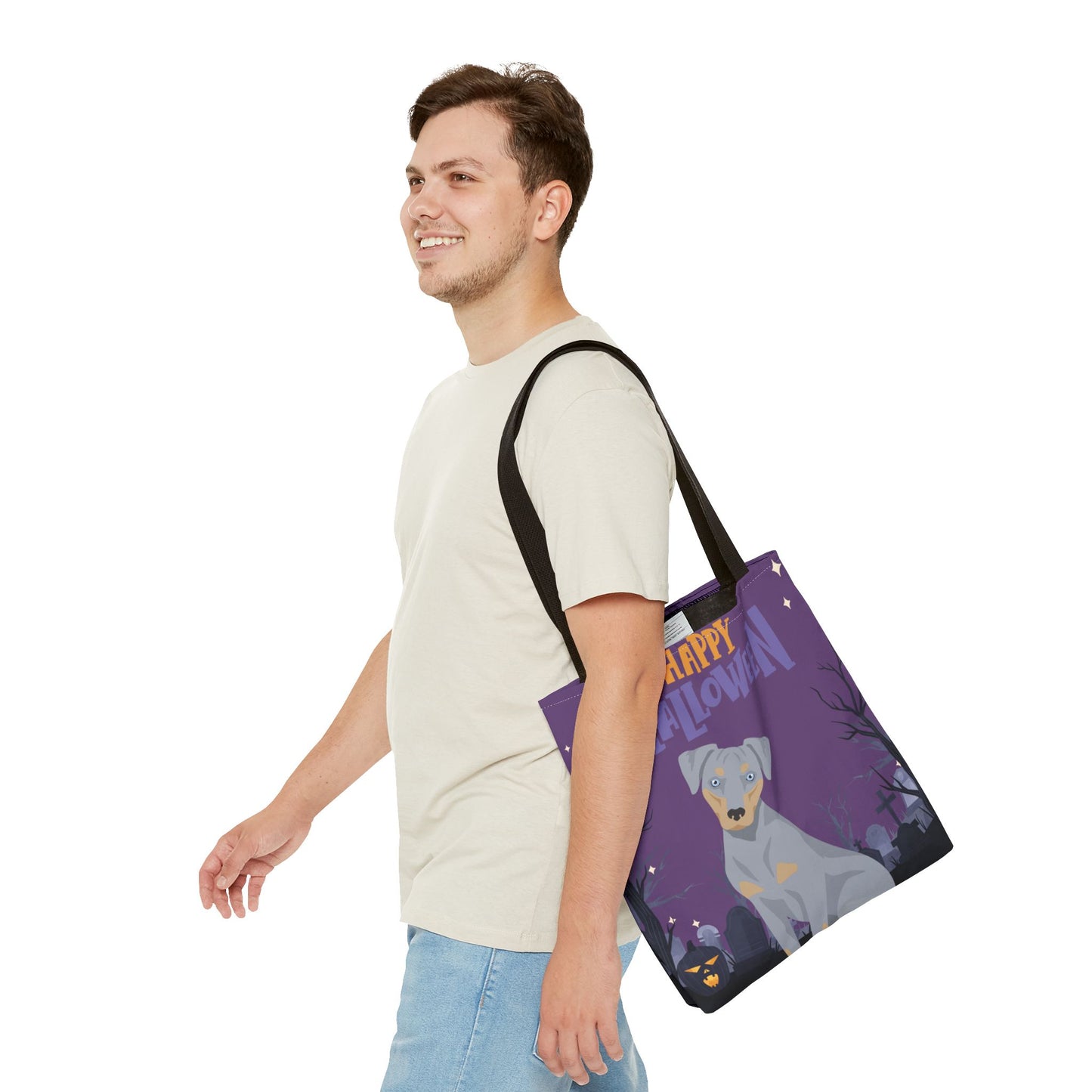 Blue Lacy Dog Happy Halloween Tote Bag 16x16