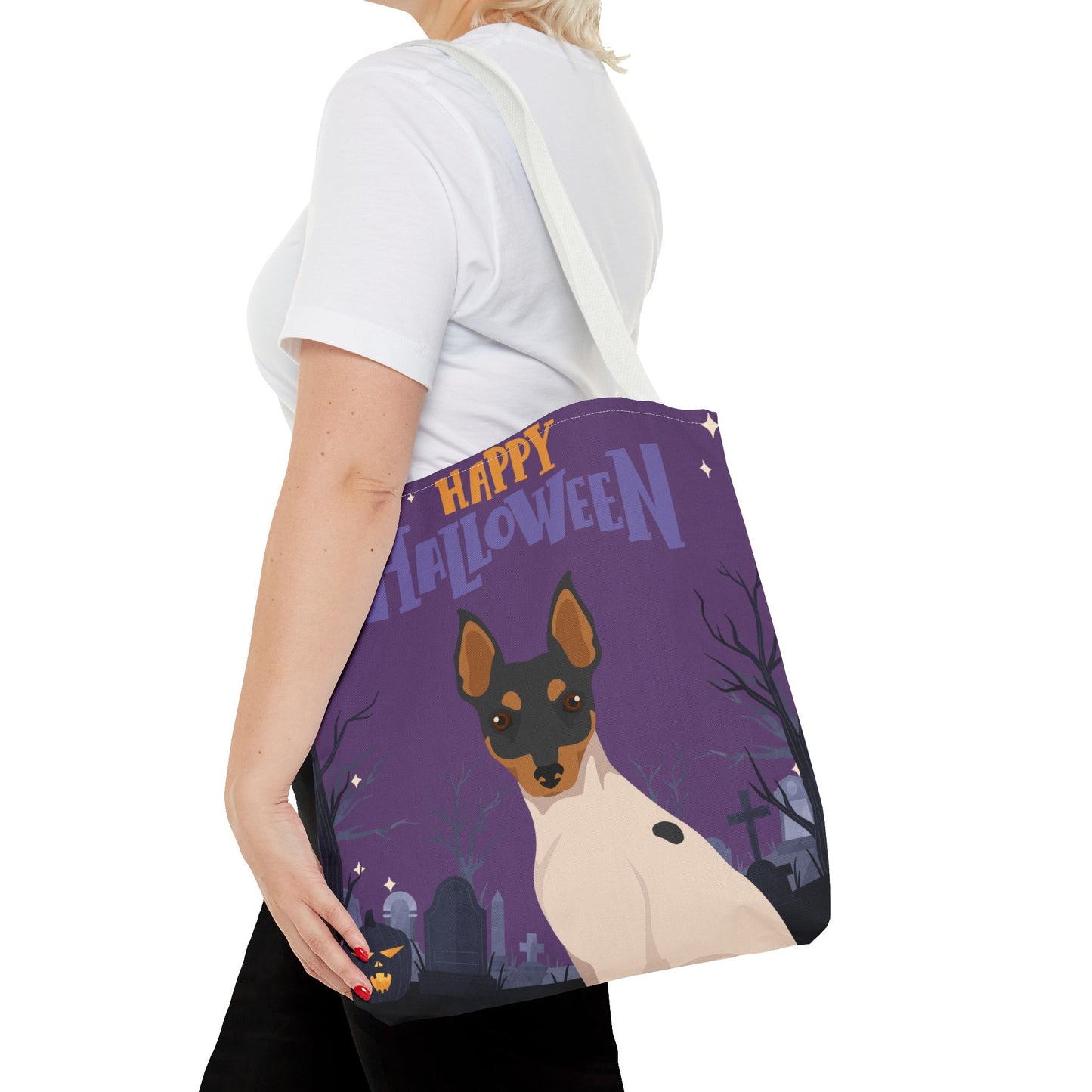 Toy Fox Terrier Dog Happy Halloween Tote Bag 16x16