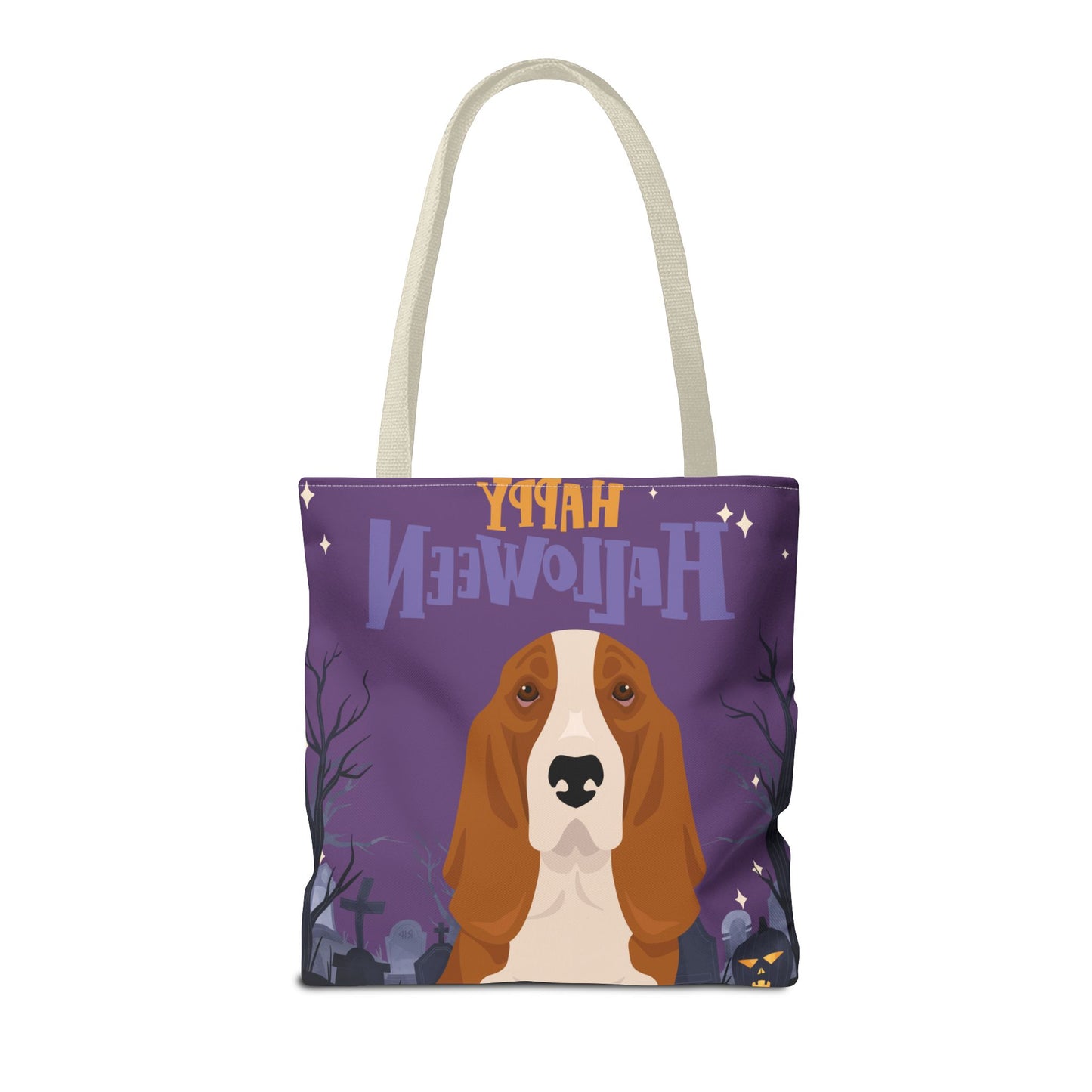 Basset Hound Dog Happy Halloween Tote Bag 16x16