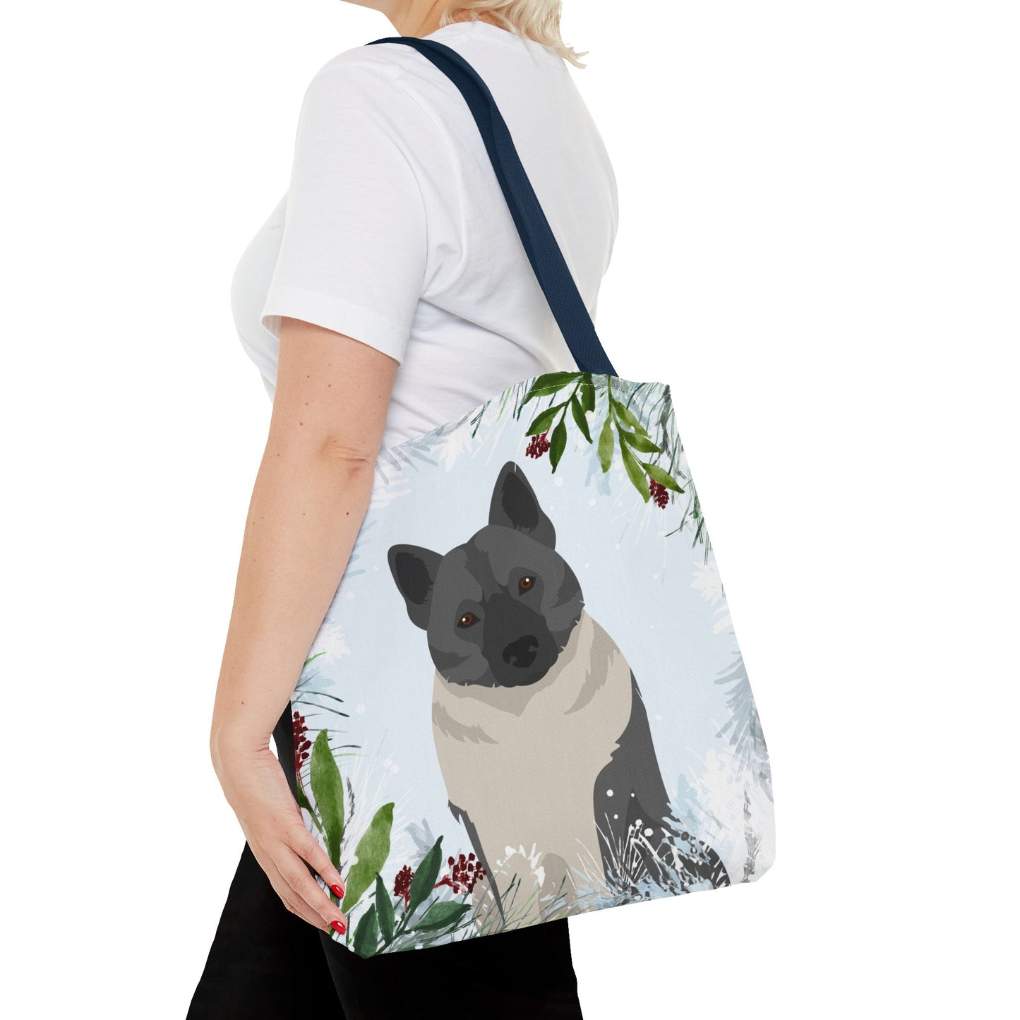Norwegian Elkhound Dog Christmas Holiday Tote Bag 16x16