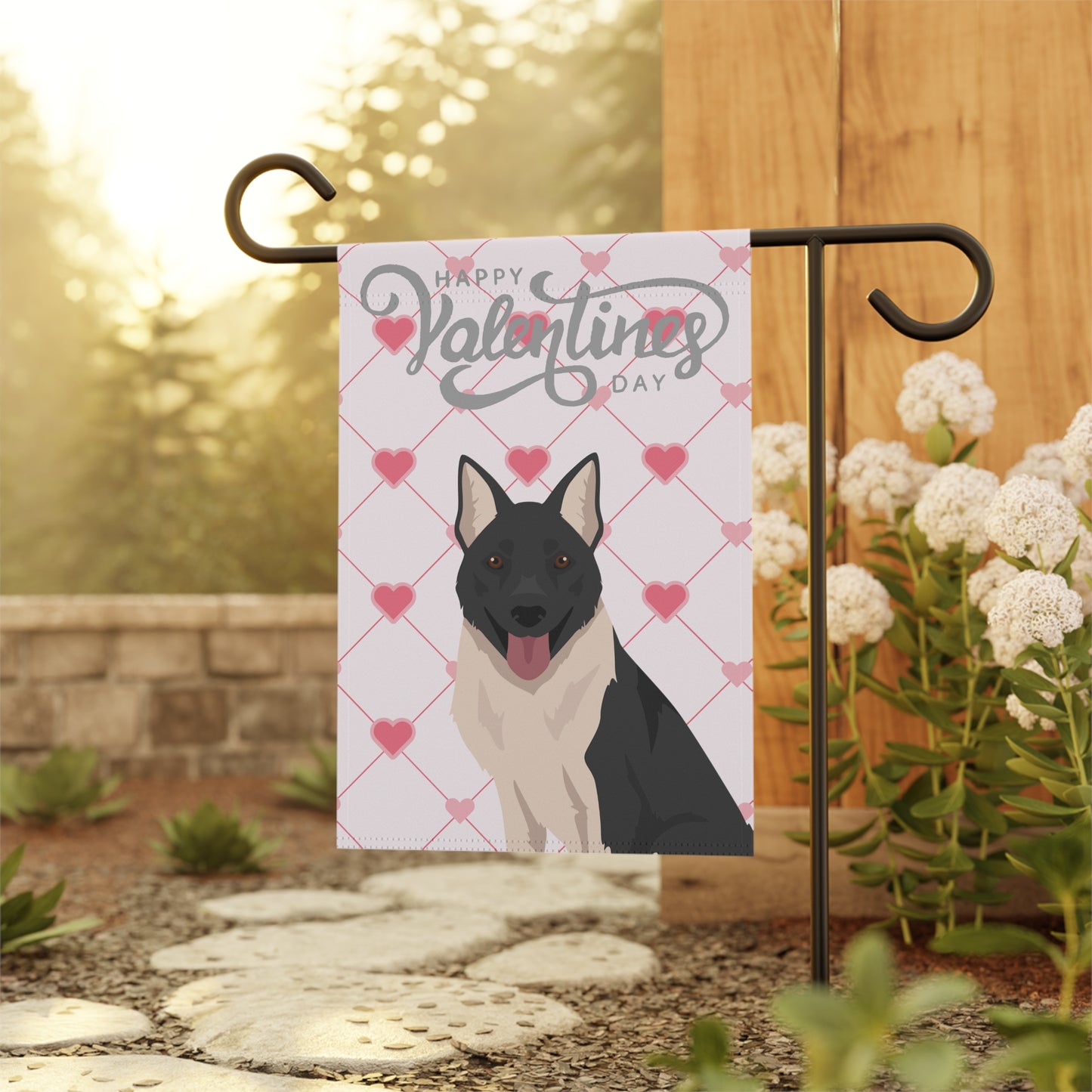 Russo European Laika Dog Valentines Day Garden Flag