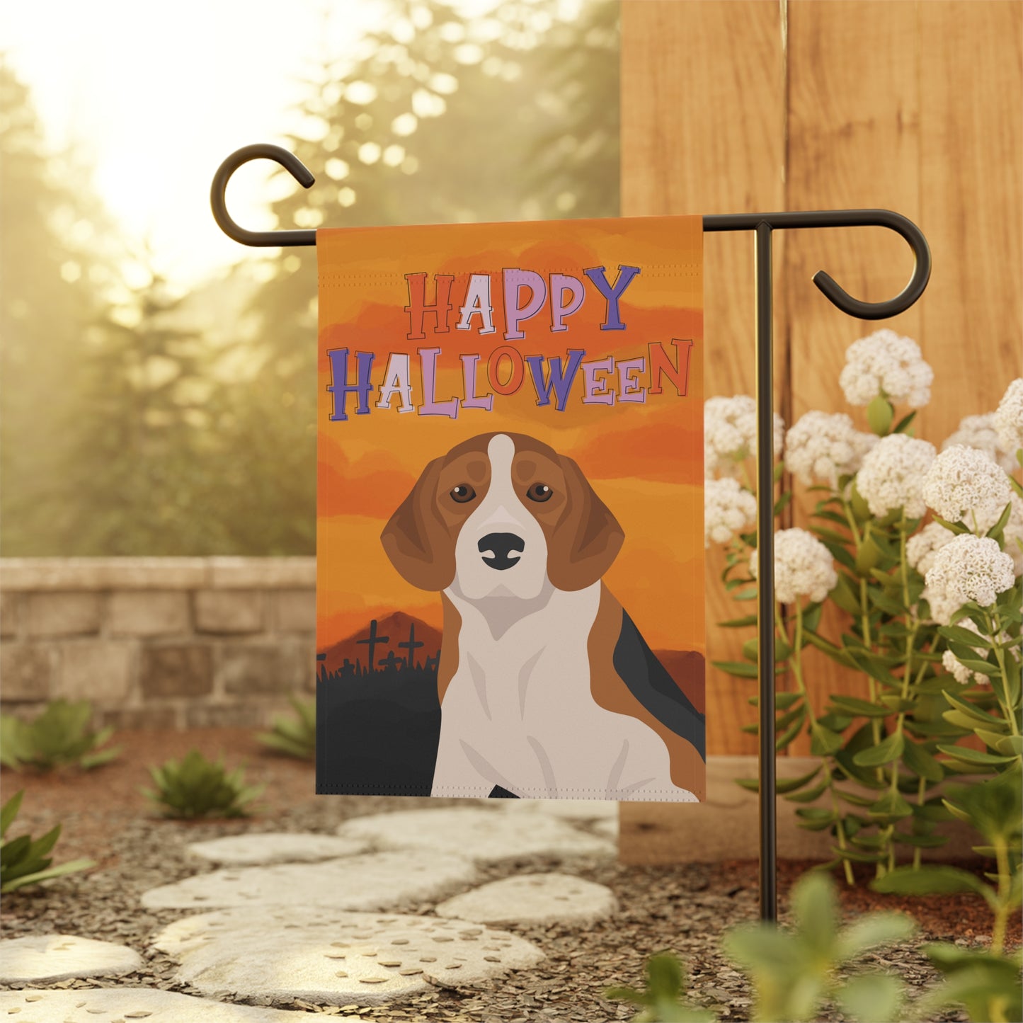 Beagle Dog Halloween Garden Flag