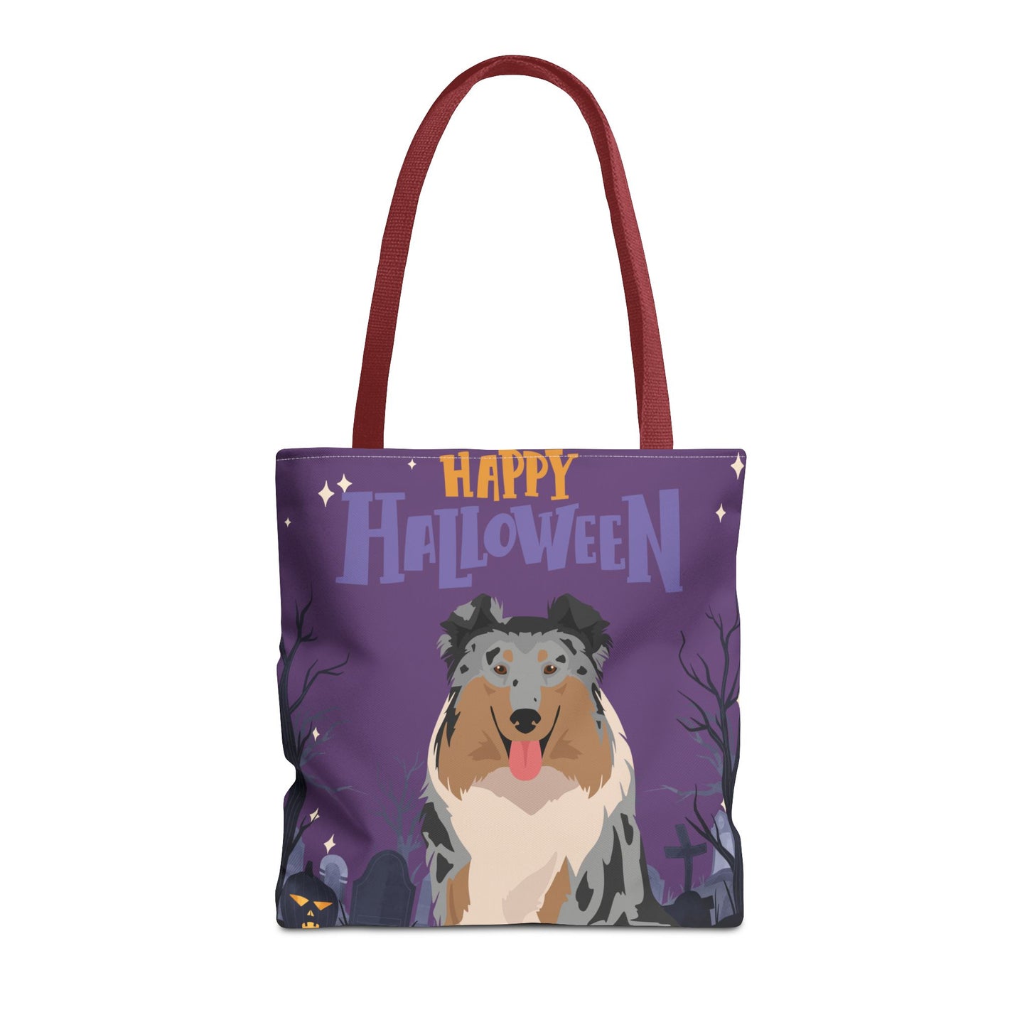 Collie Dog Happy Halloween Tote Bag 16x16