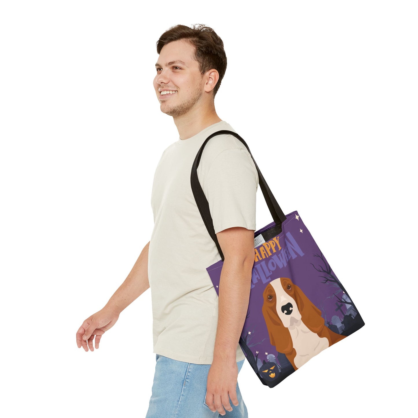 Basset Hound Dog Happy Halloween Tote Bag 16x16