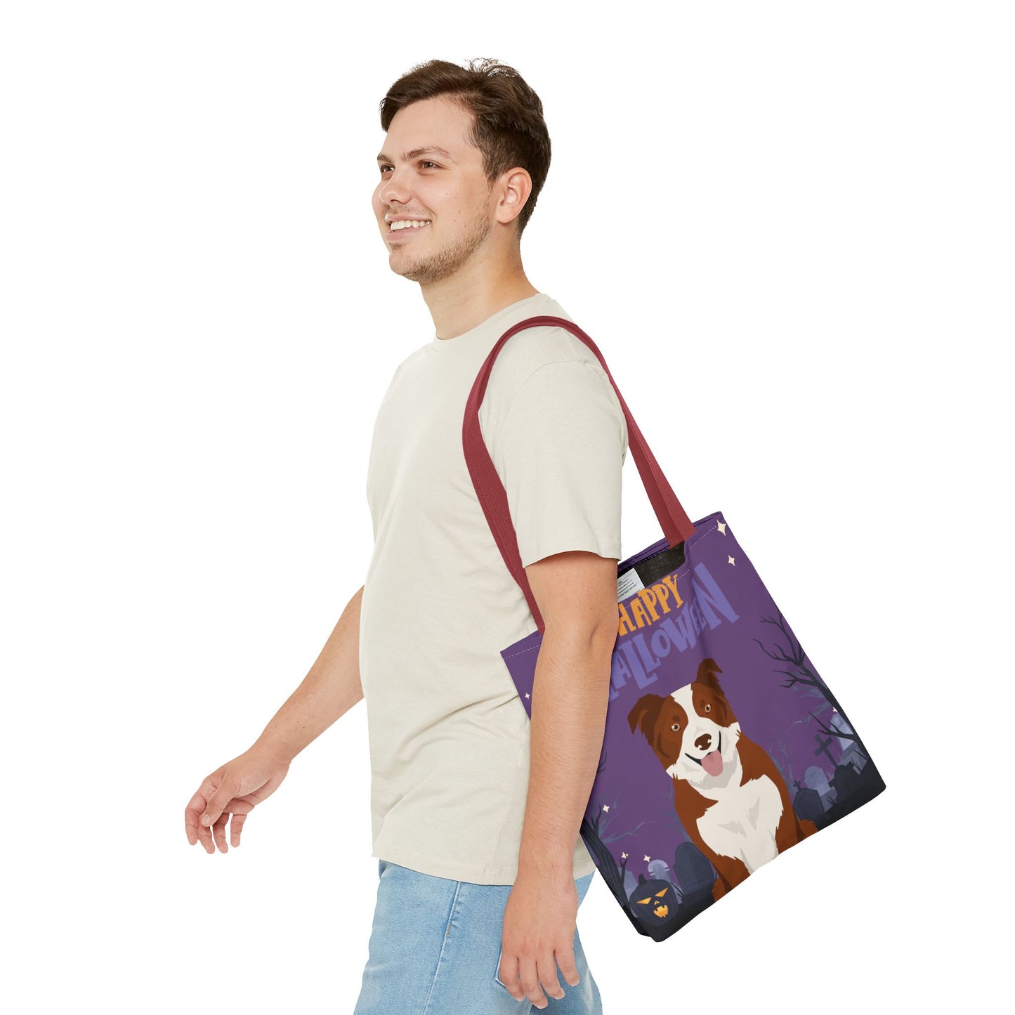 Border Collie Dog Happy Halloween Tote Bag 16x16