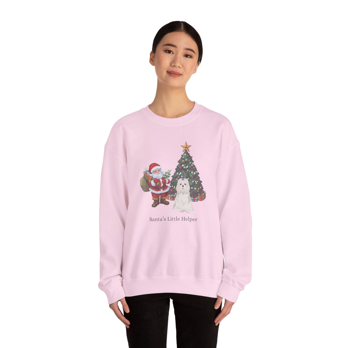 Maltese Dog Santa's Little Helper Unisex Heavy Blend Crewneck Sweatshirt