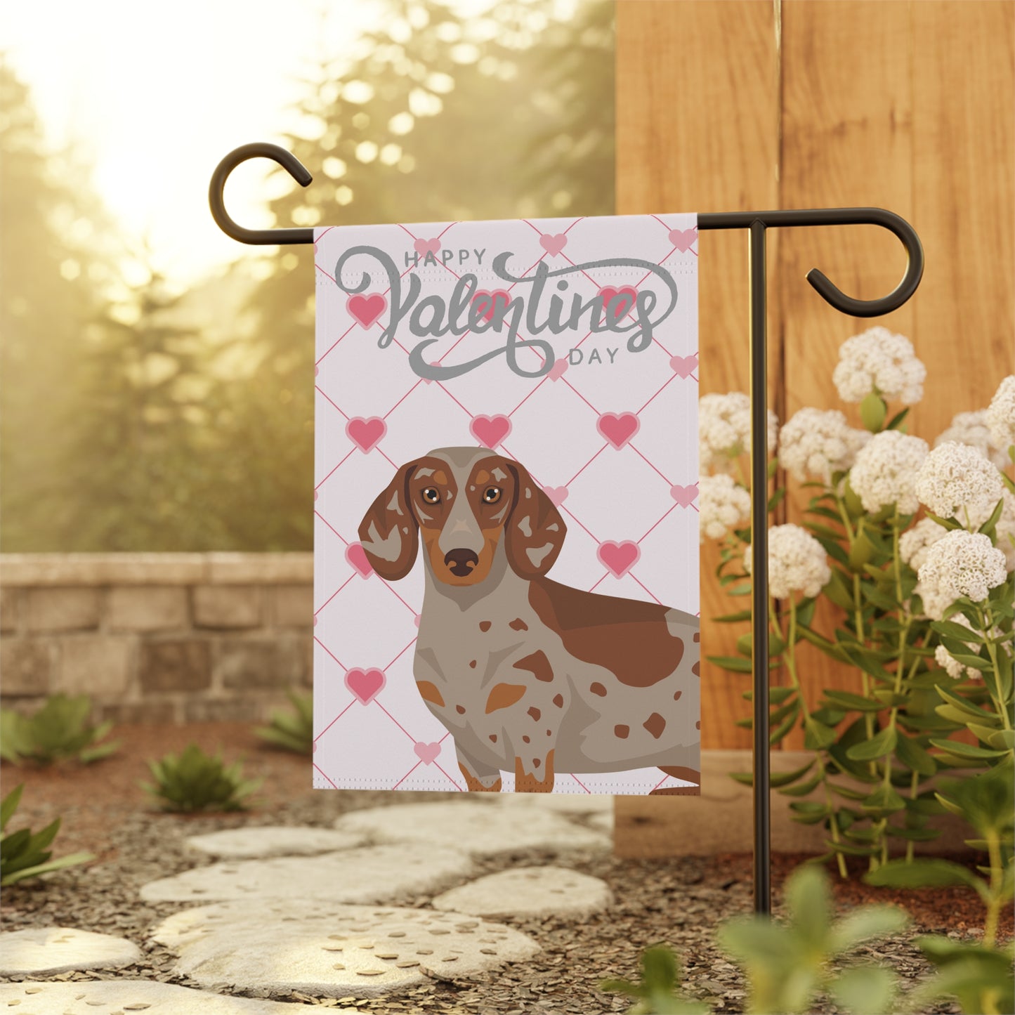Dachshund Dog Valentines Day Garden Flag