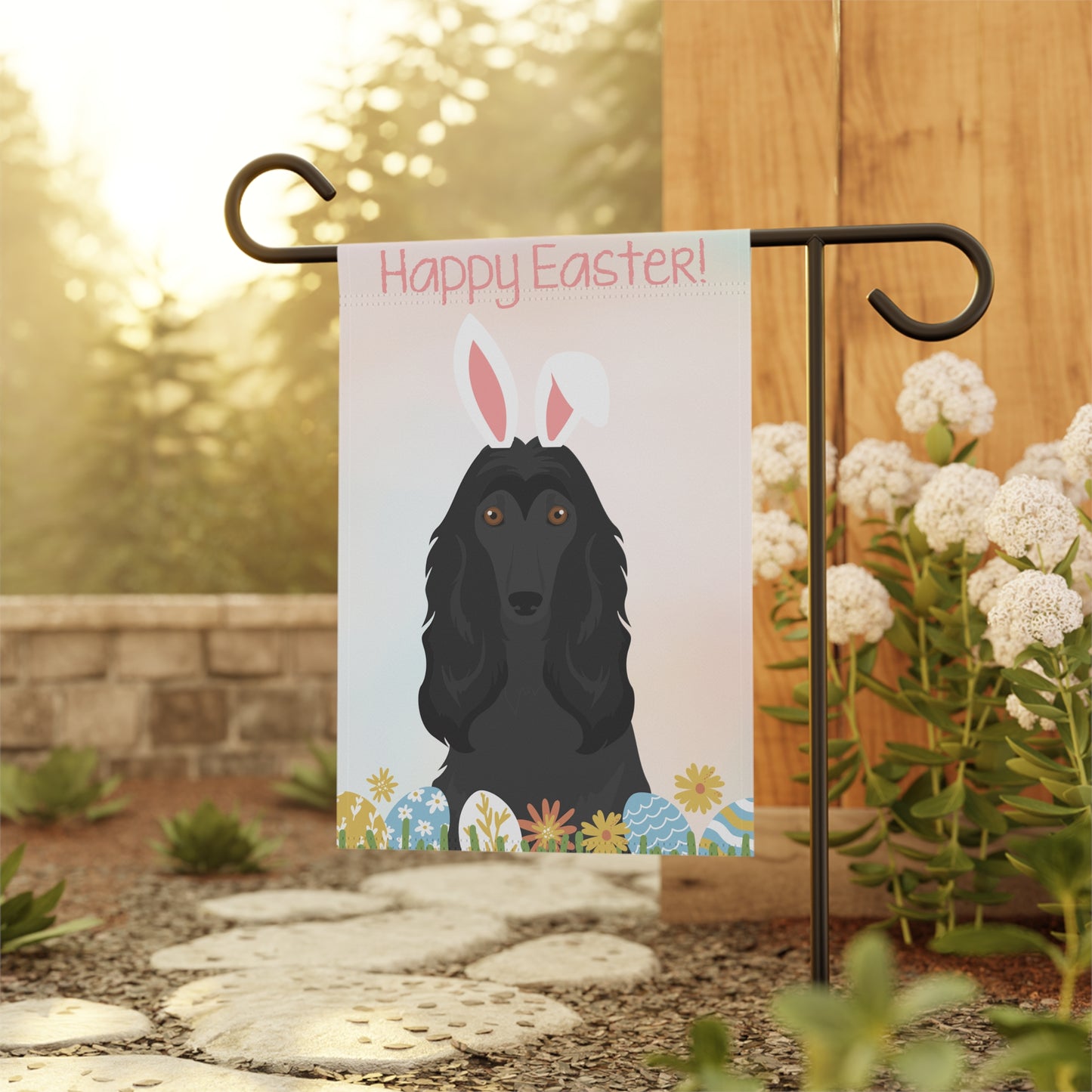 Afghan Hound Dog Happy Easter Garden Flag