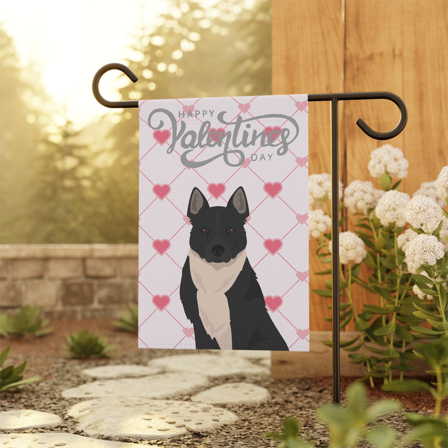 Karelian Bear Dog Valentines Day Garden Flag