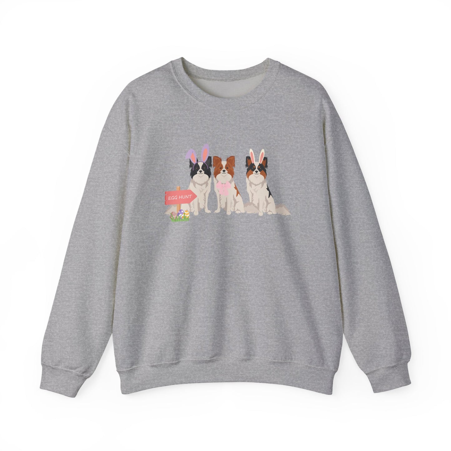 Papillon Dog Easter Unisex Heavy Blend Crewneck Sweatshirt, easter, Cute Dog Mom Gift