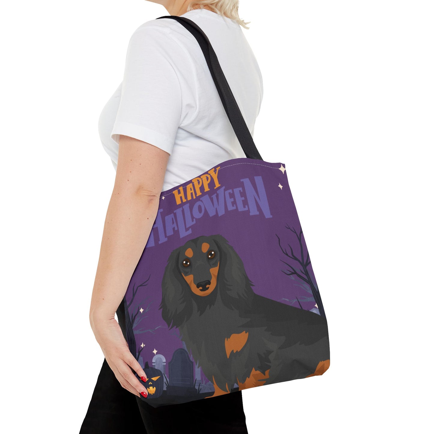 Dachshund Dog Happy Halloween Tote Bag 16x16