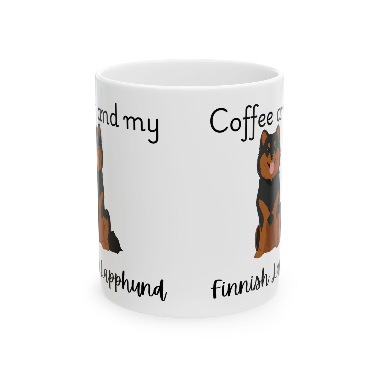 Coffee and My Finnish Lapphund Coated Ceramic Mug | Dog Lover Gift, Pet Owner Cup, Cute Mug for Dog Moms, Funny Mug for Coffee Lovers