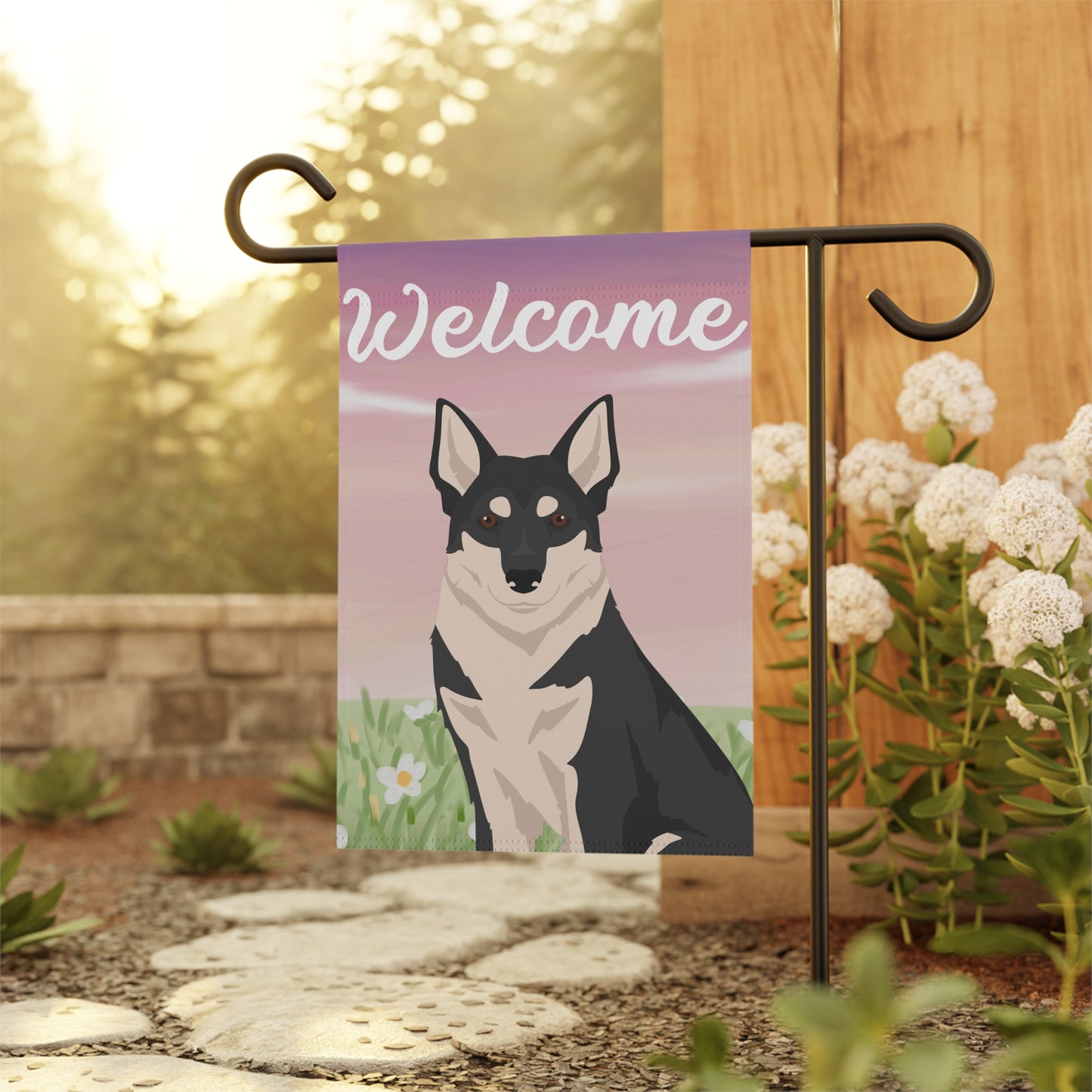 Swedish Elkhound Dog Welcome Garden Flag
