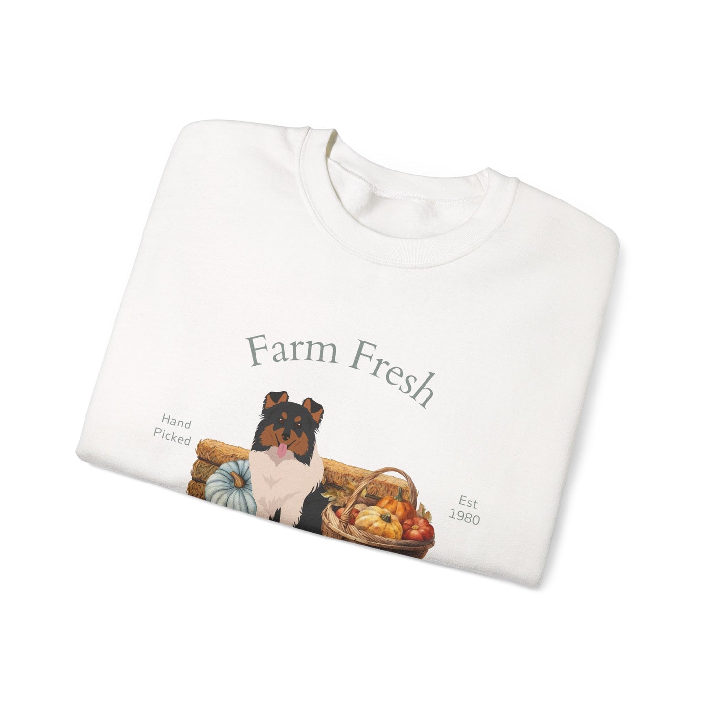 Shetland Sheepdog Dog Fall Farm Fresh Unisex Heavy Blend Crewneck Sweatshirt