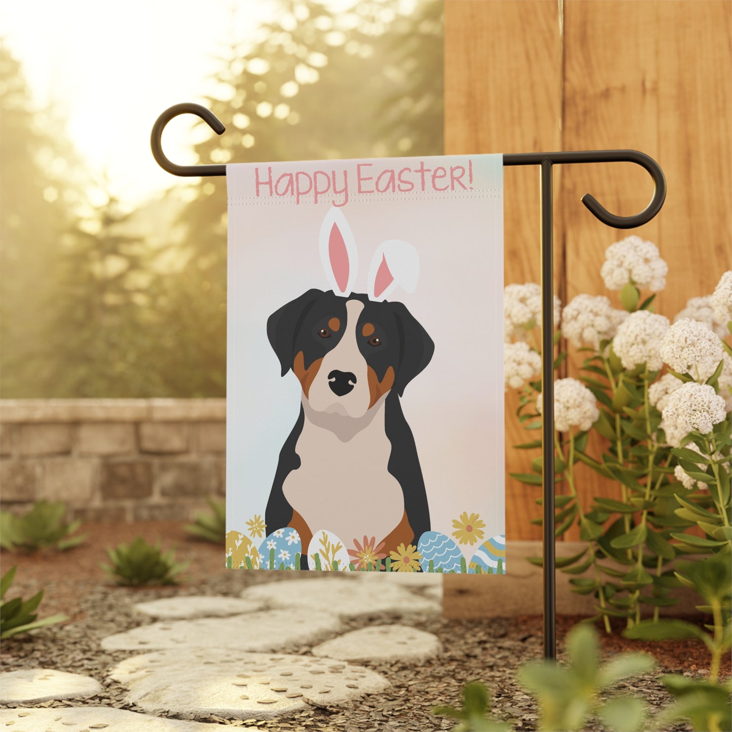 Greater Swiss Mountain Dog Happy Easter Garden Flag