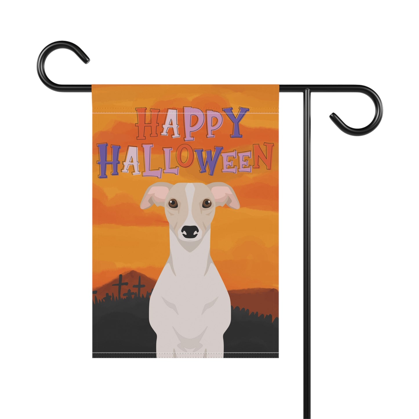 Whippet Dog Halloween Garden Flag