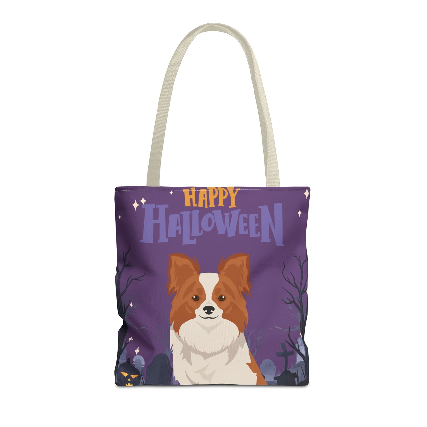Papillon Dog Happy Halloween Tote Bag 16x16