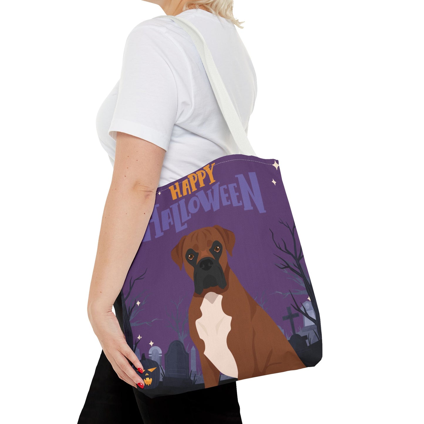 Boxer Dog Happy Halloween Tote Bag 16x16