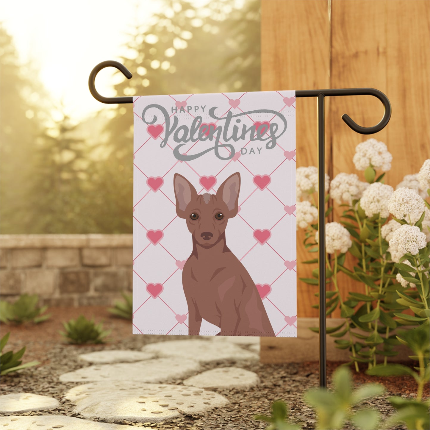 Xoloitzcuintli Dog Valentines Day Garden Flag